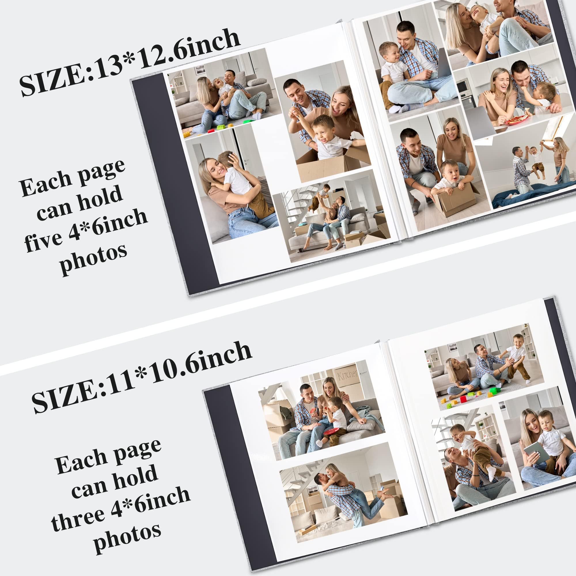 Yopih Album fotografico autoadesivo 10x15 Incolla e crea tu stesso Grande album fotografico in lino con 40 pagine bianche, con penna a sfera, 28x27 cm