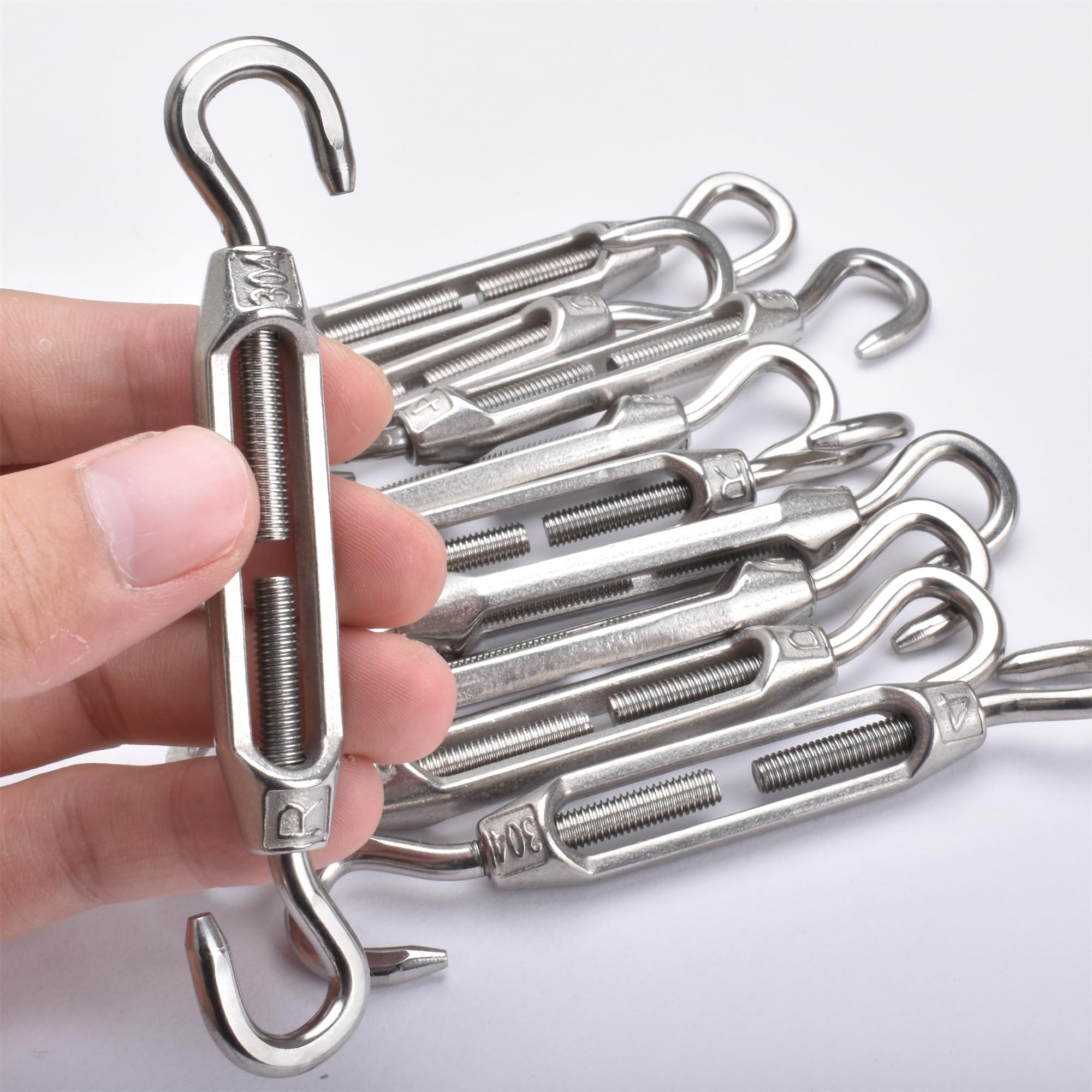 10PCS M4 Turnbuckles,Alele Stainless Steel 304 Adjustable Turnbuckle (Hook & Hook)