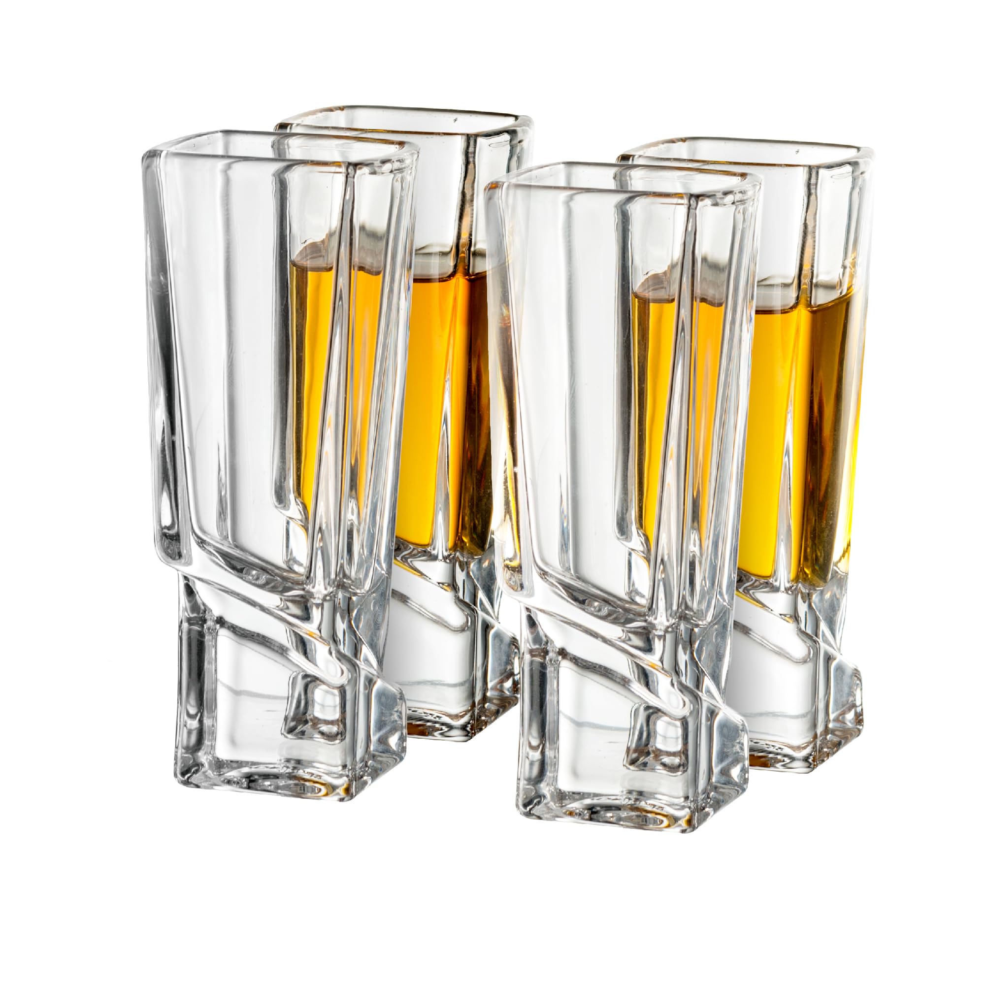 JoyJolt Carre Shot Glasses Square Heavy Base Shot Glass Set Of 4, 1.8-Ounce