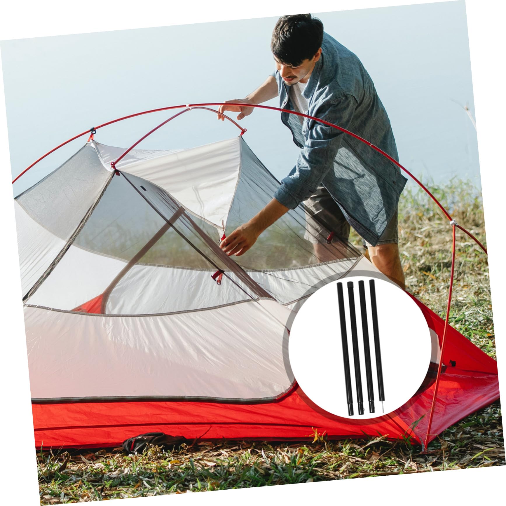 Gatuida Camping Zeltstangen 2, 1m 25mm Eisen Schwarz Herbst Geschenkideen | Ersatzstangen für Plane und Zelt, Outdoor Einsatz, Robustes, 4 Stück, Kompakt Transportierbar