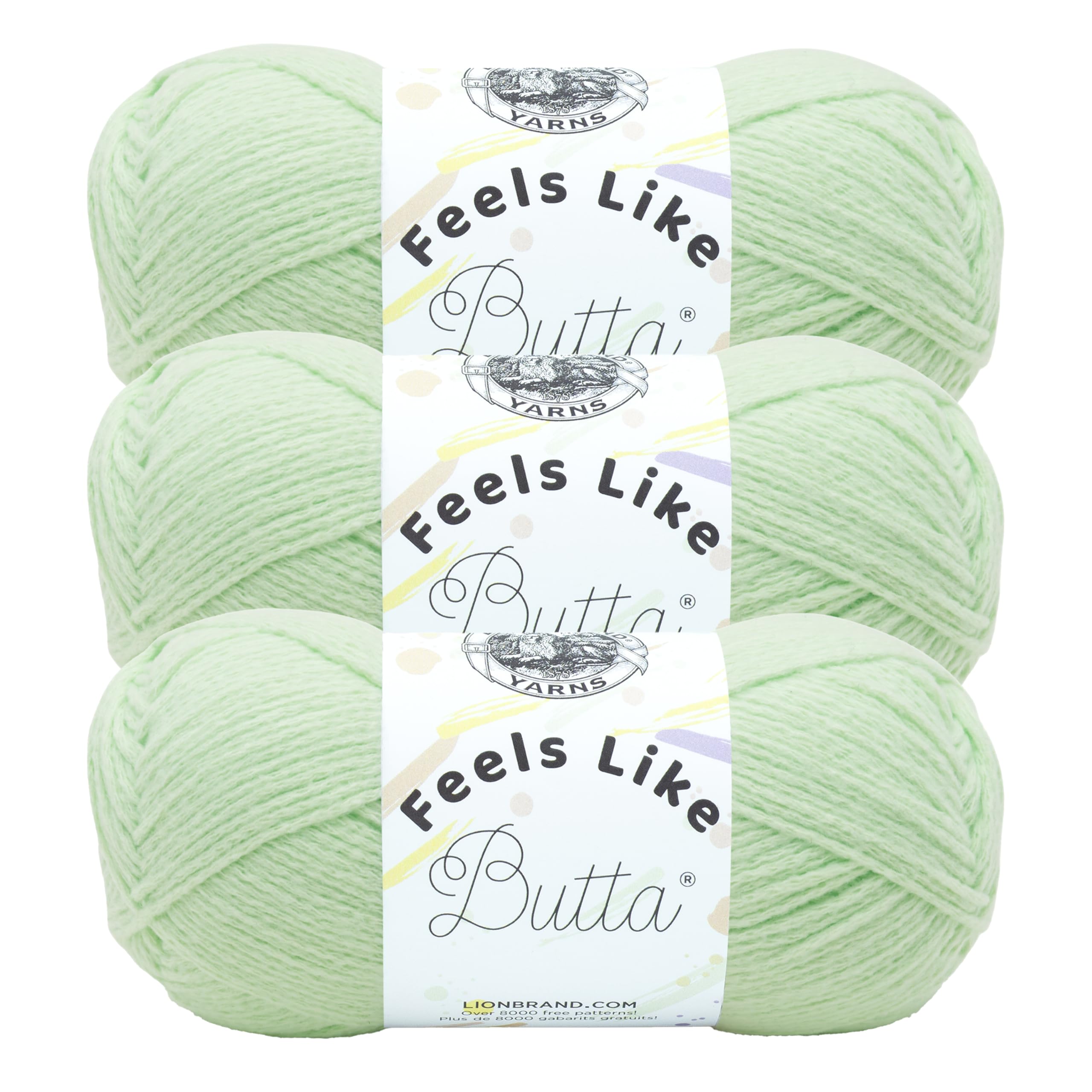 Lion Brand Yarn Feels Like Butta Soft Yarn for Crocheting and Knitting, Velvety, 3-Pack, Mint — image 1