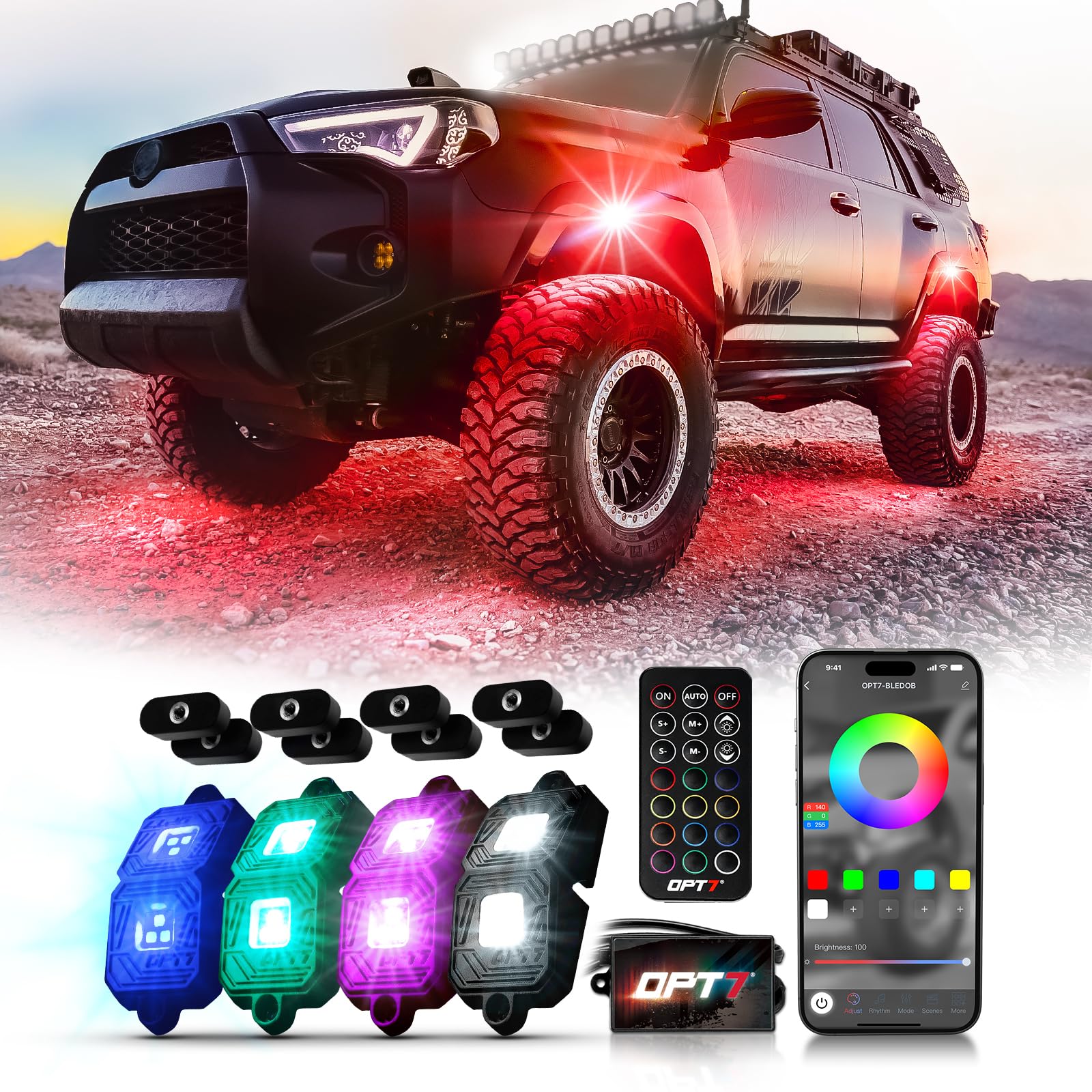 Amazon.com: OPT7 Photon RGB LED Magnetic Rock Lights w/Bluetooth