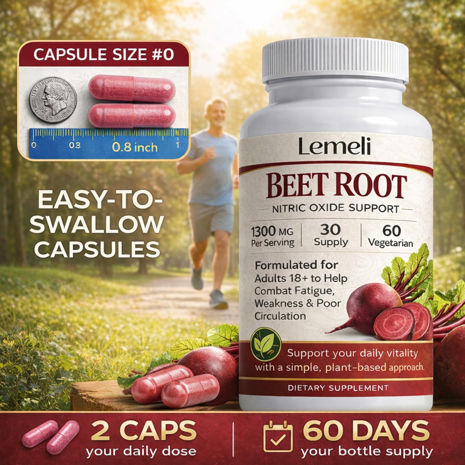Beetroot Capsules 1300mg Nitric Oxide Booster, 60 Count — Amazon image 5