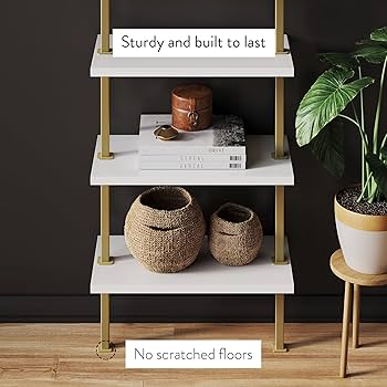 Amazon.com: Nathan James 66001 Theo 5-Shelf Gold, Ladder Bookcase