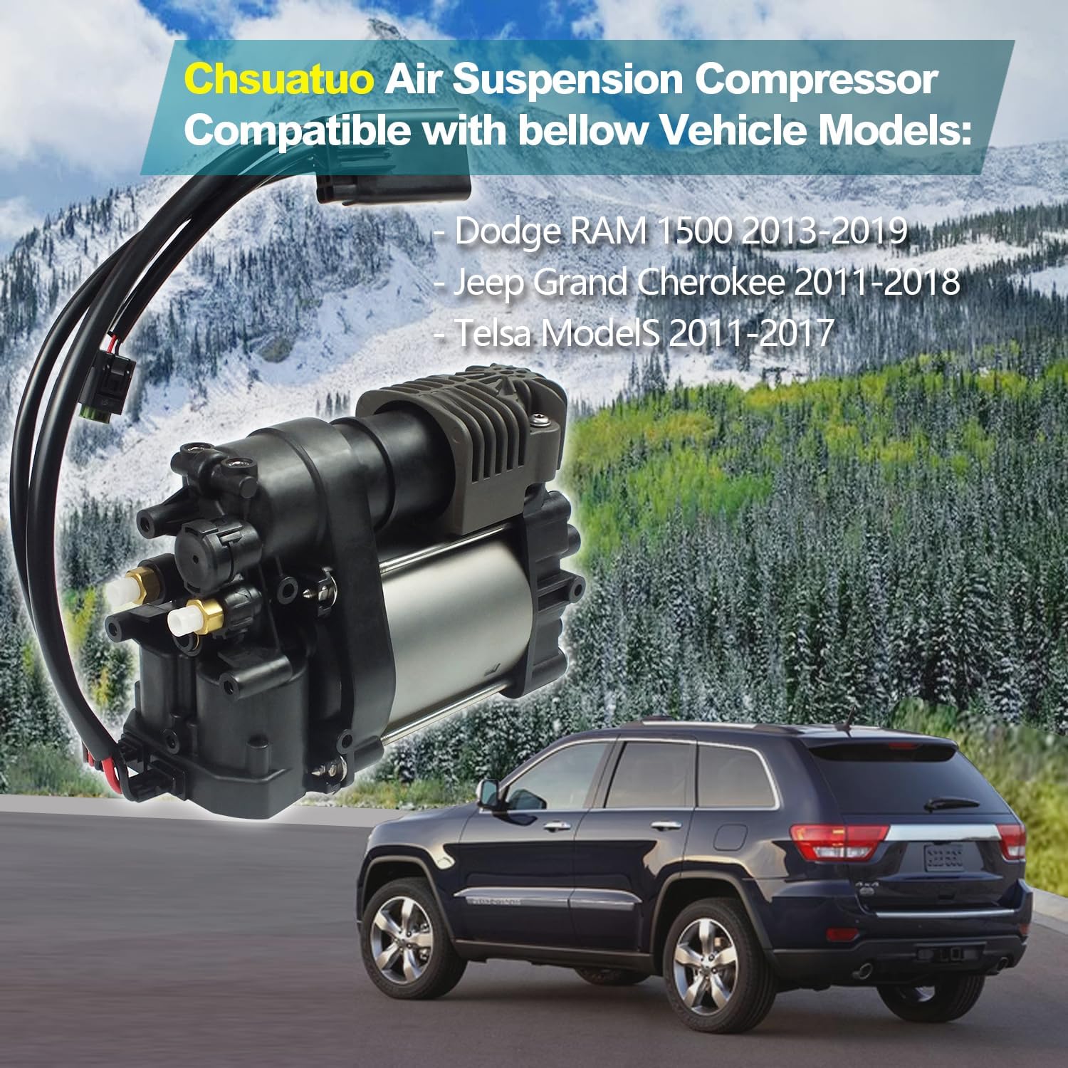 Air Suspension Compressor Pump 949-356 for Jeep Grand Cherokee WK2 2011-2016, Dodge Ram 1500 2013-2016, 68041137AE 600640300A 68204387