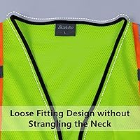 Vista 5 de Chaleco de alta visibilidad con bolsillos y cremallera para hombres y mujeres, chaleco de construcción con tiras reflectantes, Hi Vis Clase 3