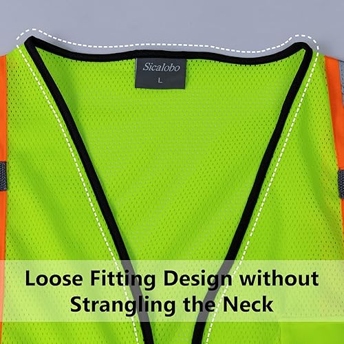 Miniatura 5 de Chaleco de alta visibilidad con bolsillos y cremallera para hombres y mujeres, chaleco de construcción con tiras reflectantes, Hi Vis Clase 3