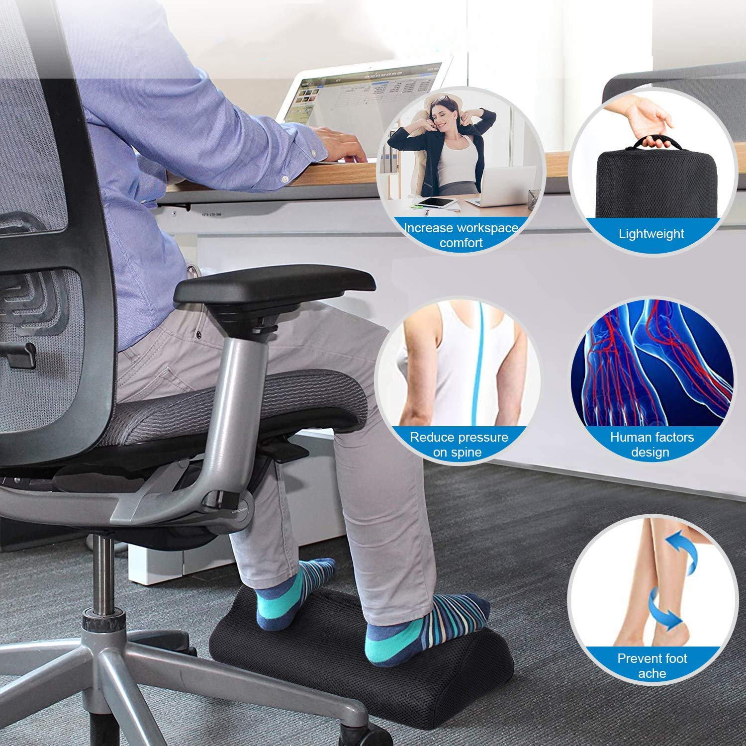 Poggiapiedi Ergonomico Sgabello Sotto Scrivania Poggia Piedi - Main Image