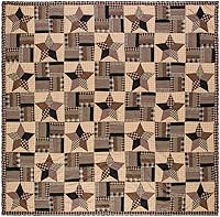 Vista 2 de VHC Brands Bingham Star Cotton Americana Bedding Pre-Washed Patchwork Square Queen Quilt, Soft Black