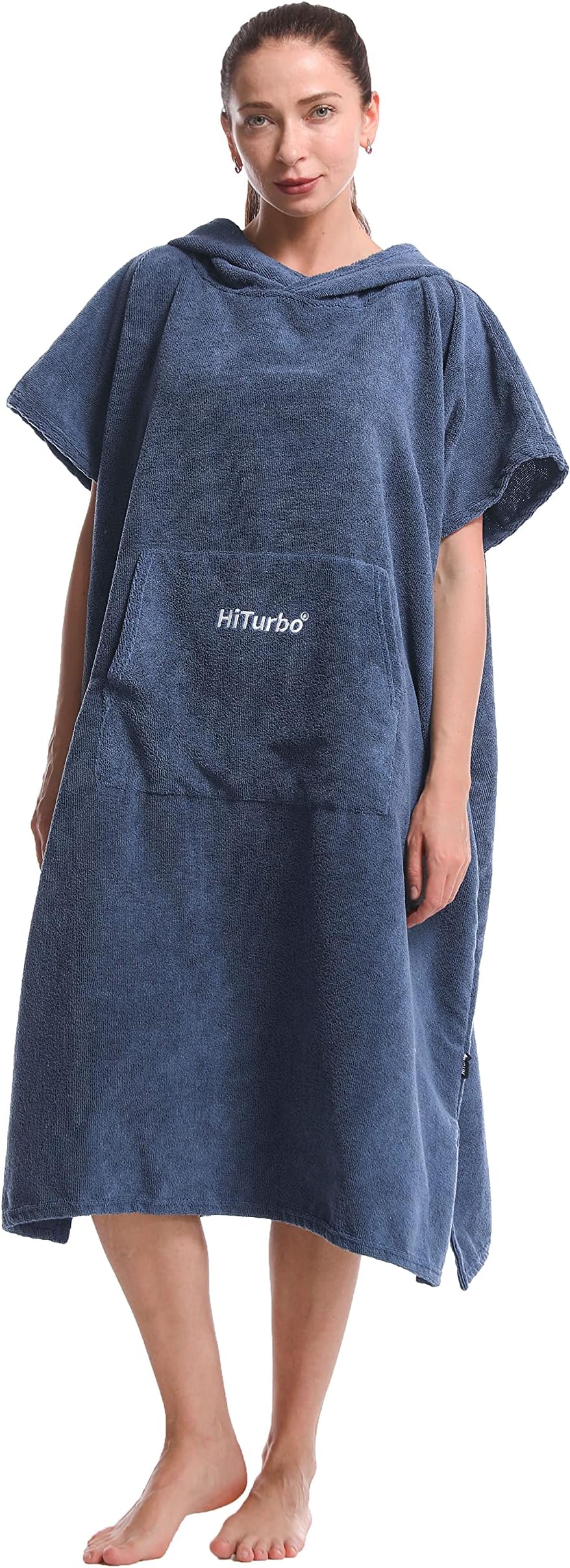 Hiturbo Changing Robe Towel Poncho Surf Short Sleeve Bath Robe with hooded