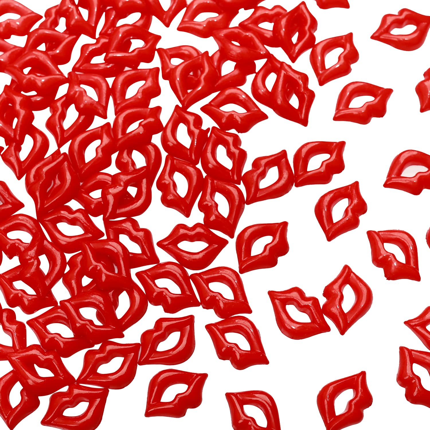 BENOSPACE 100Pcs Resin Red Lip Accessories Flat Back Sexy Lip Beads Kiss Charms Pendant Crafts for Jewelry Making DIY Scrapbooking Embellishment Phone Case Nail Art Hairpin Ornaments Decors Hair Clip
