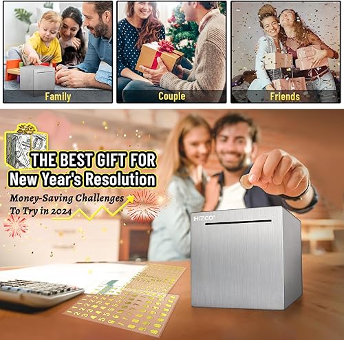 Miniatura 8 de hizgo Alcancía para adultos caja de ahorros de acero inoxidable para ayudar a presupuestar y ahorrar debe romper para acceder al dinero 472 pulgadas