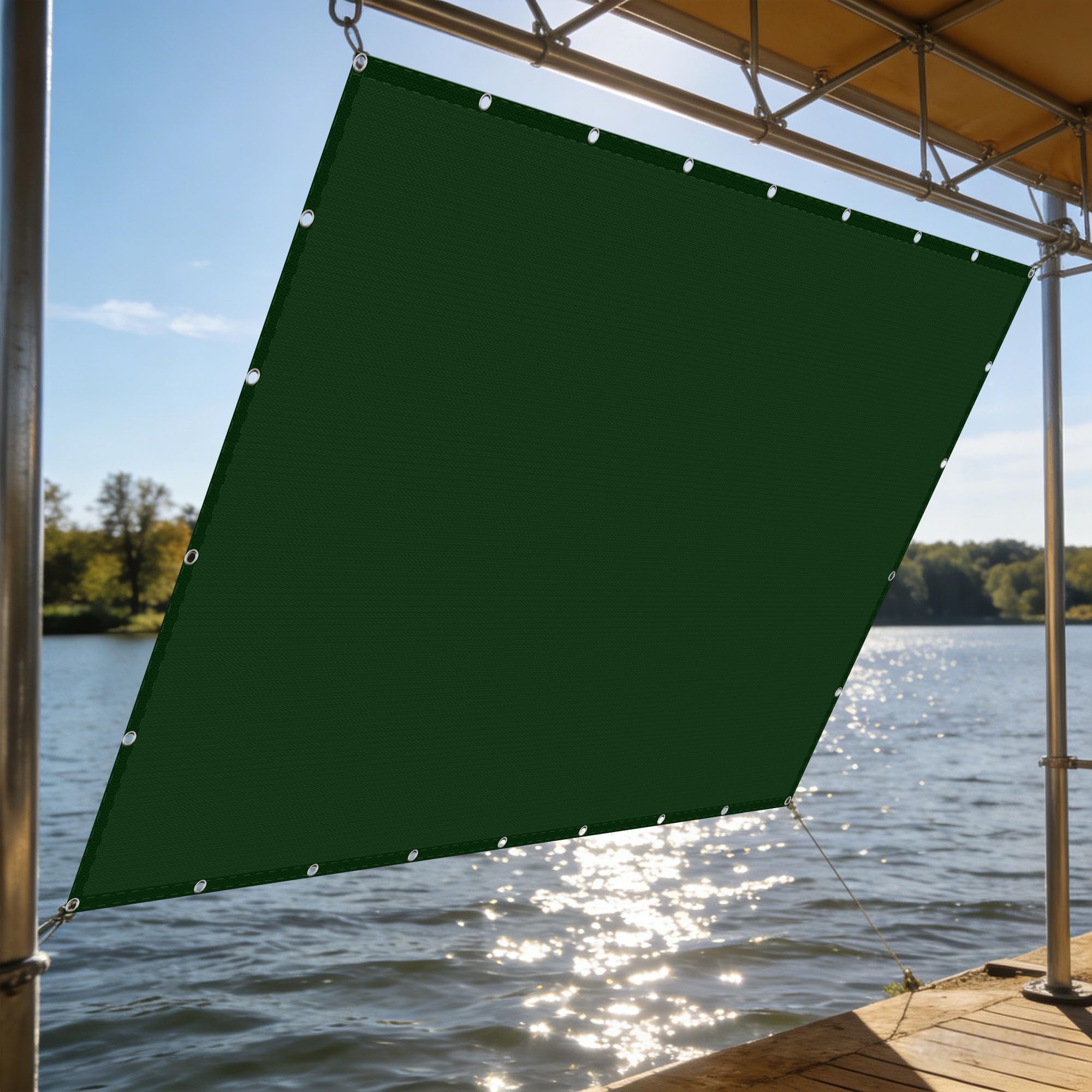 Voile d'ombrage 4x4m en polyester vert foncé pour le jardin