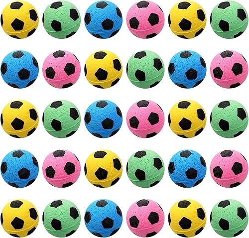 Skylety 32 piezas de esponja de espuma de fútbol de juguete interactivo para gatos de fútbol pelota deportiva para gato gatito mascota