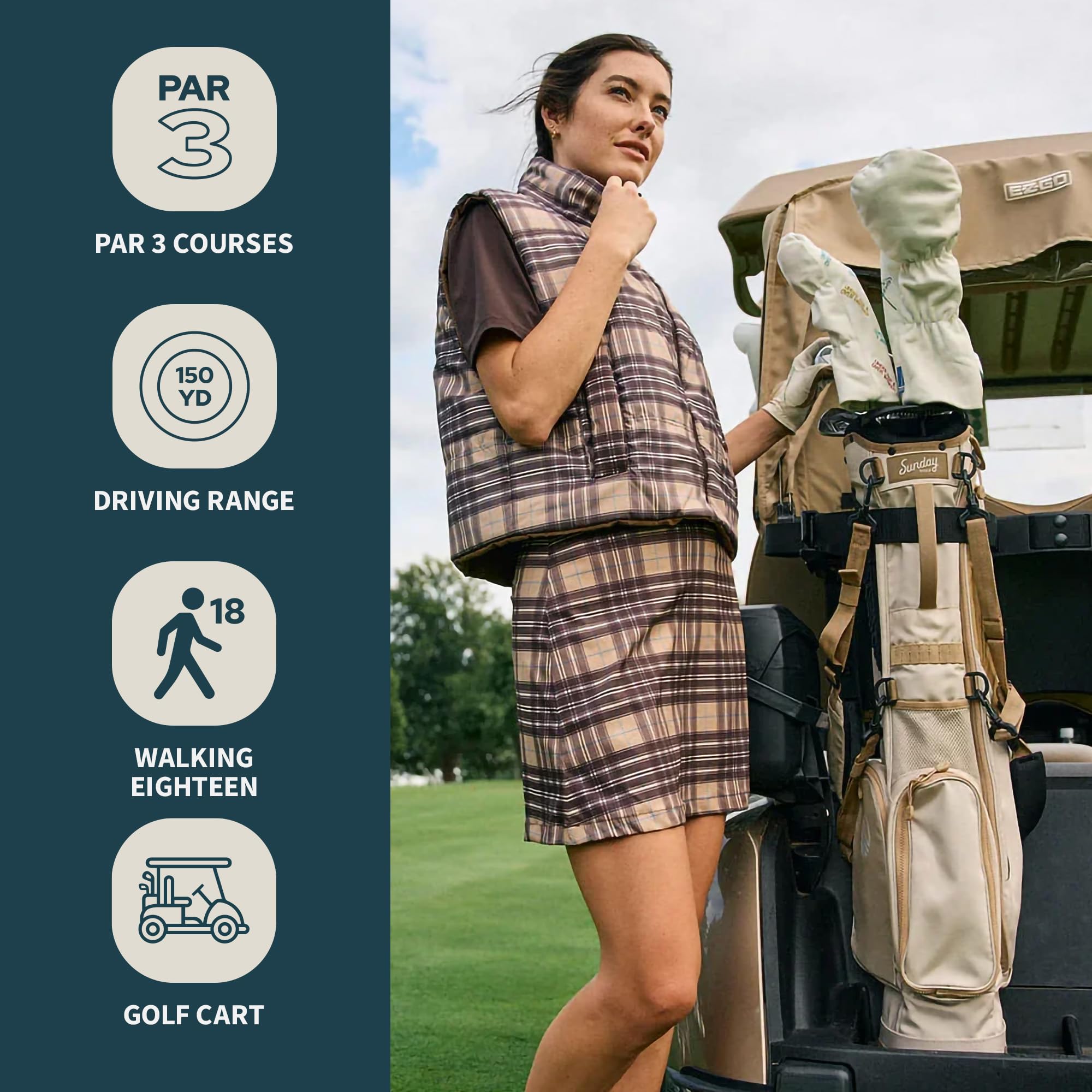 Sunday Golf EL Camino Tasche – Leichte Tasche mit Gurt und Ständer – Einfach zu tragen – Par 3 und Standardkurse, 3,9 Pfund