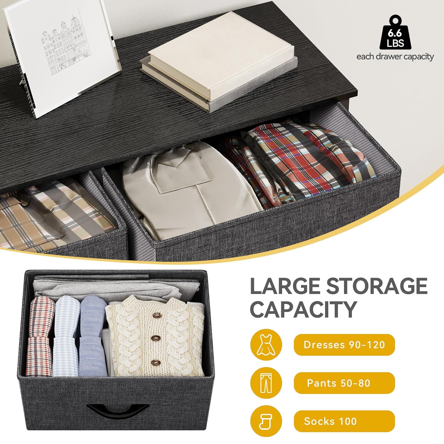 DWVO Dresser for Bedroom, Fabric Dresser with 8 Drawers, Chest of Drawers for Closet, Living Room - Image 6