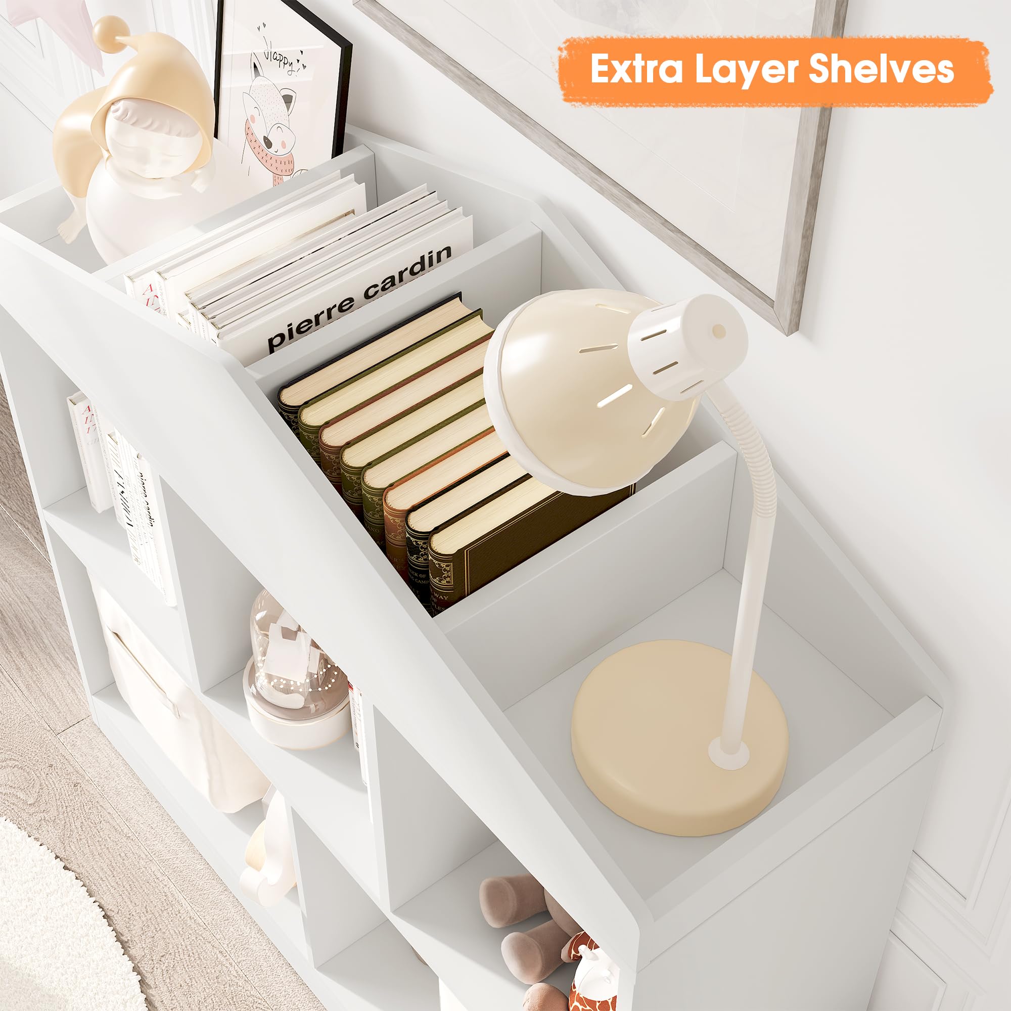 Kinder Bücherregal Hausform 90 x 30 x 90 cm Weiß, MDF Standregal