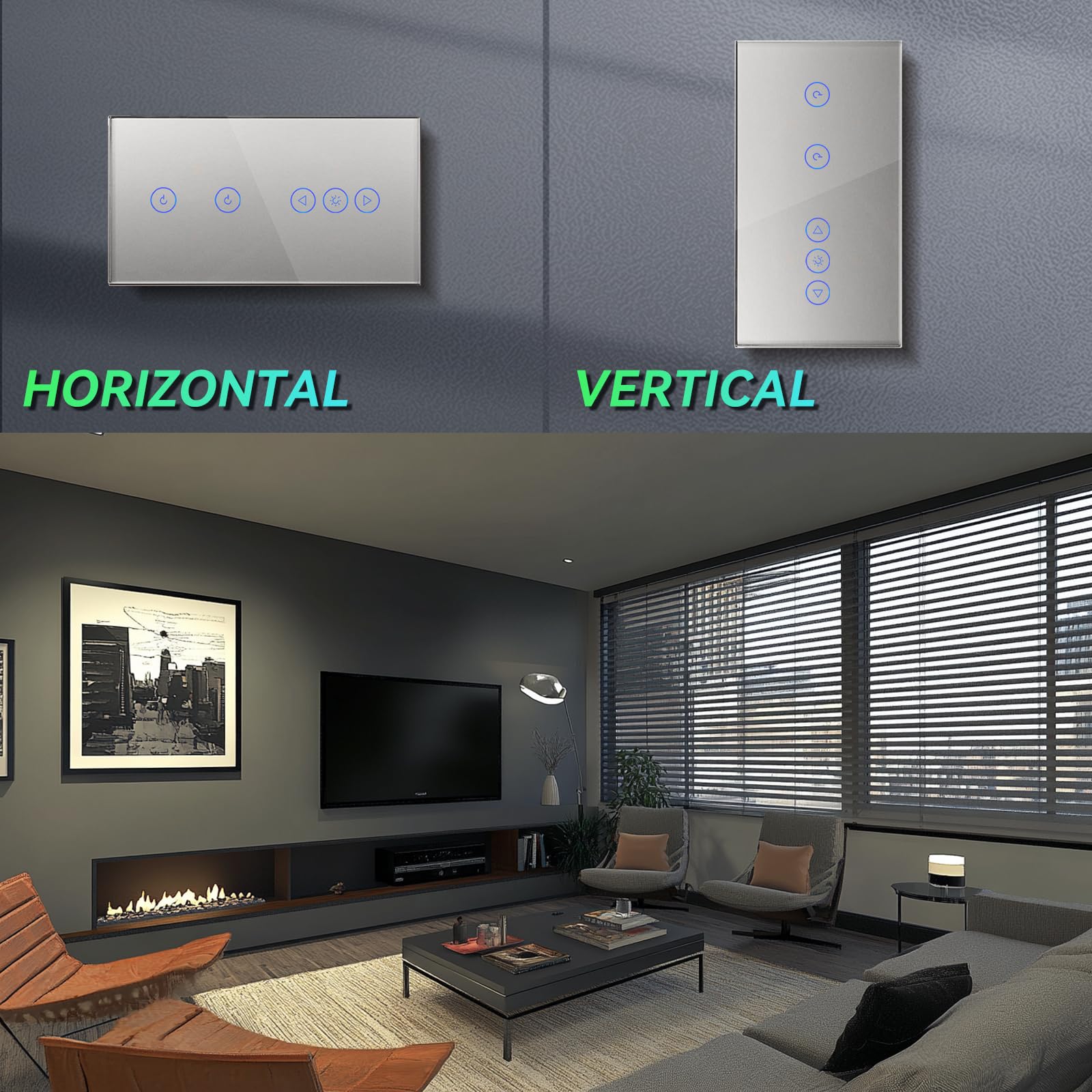 BSEED Interruttore WIFI Tattile e Interruttore Dimmer WIFI Alexa 2 Gang 1 Via Interruttore Smart Compatibile con Google Home, Interruttore a Parete Grigio(Richiesto la Linea Neutra)