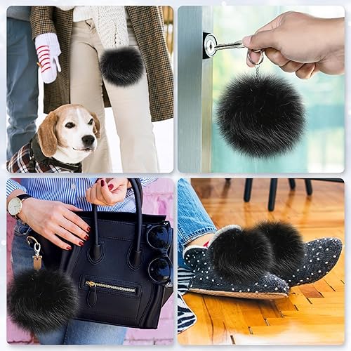 Miniatura 3 de Bolas grandes de pompón esponjoso de 6 pulgadas, 10 pompones de piel sintética con lazo elástico, accesorios de punto desmontables para sombreros de