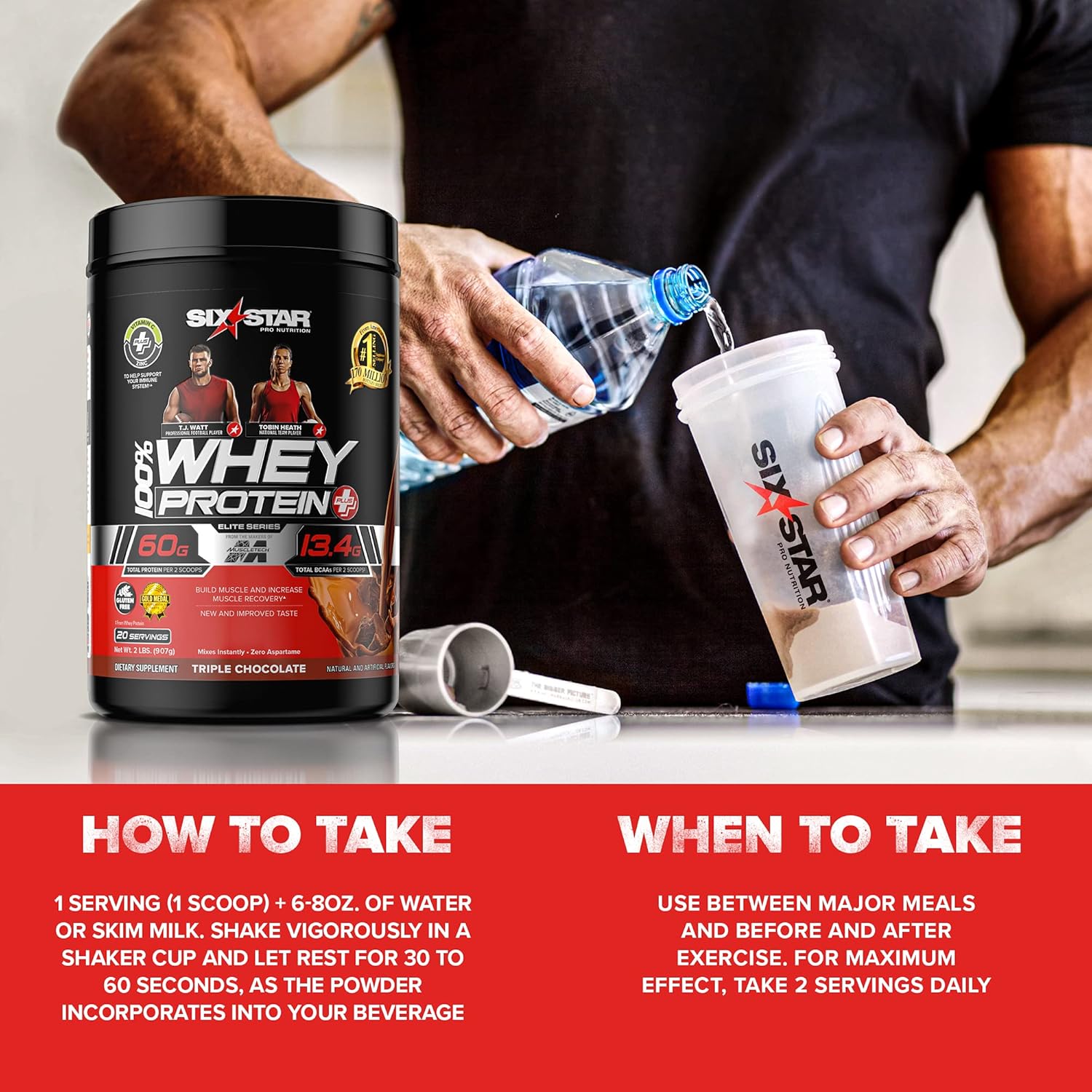 Six Star Whey Protein Powder Plus + Immune Support, Isolate & Peptides + Muscle Builder for Gain & Recovery, Cookies and Cream, 32 Oz : Everything Else