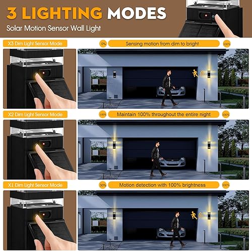 Miniatura 5 de Luces solares de pared para exteriores, del anochecer al amanecer, aplique de pared exterior impermeable IP65 para luces de porche al aire libre