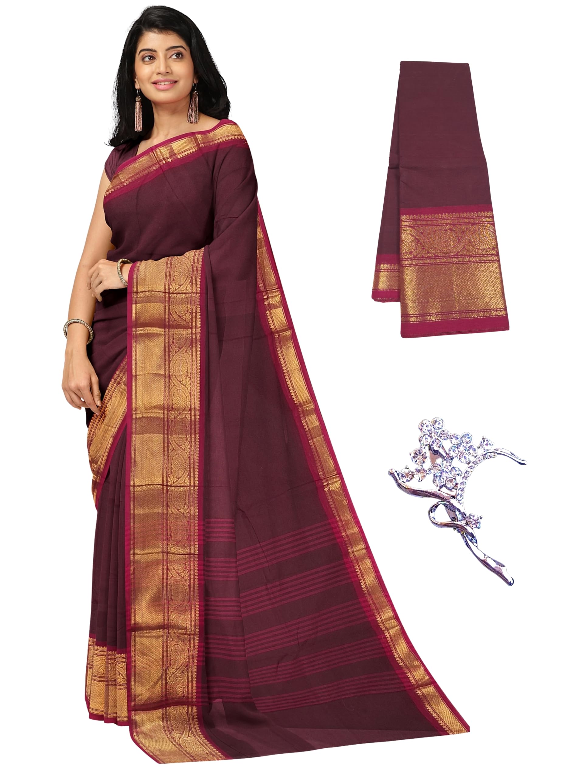 Women's Chettinad Cotton Saree without Blouse | Chettinad Cotton Sarees | Light Weight, Soft, Comfort, Pure Cotton Saree | Sarees for Women Daily use All Occasion Wear-picture-22