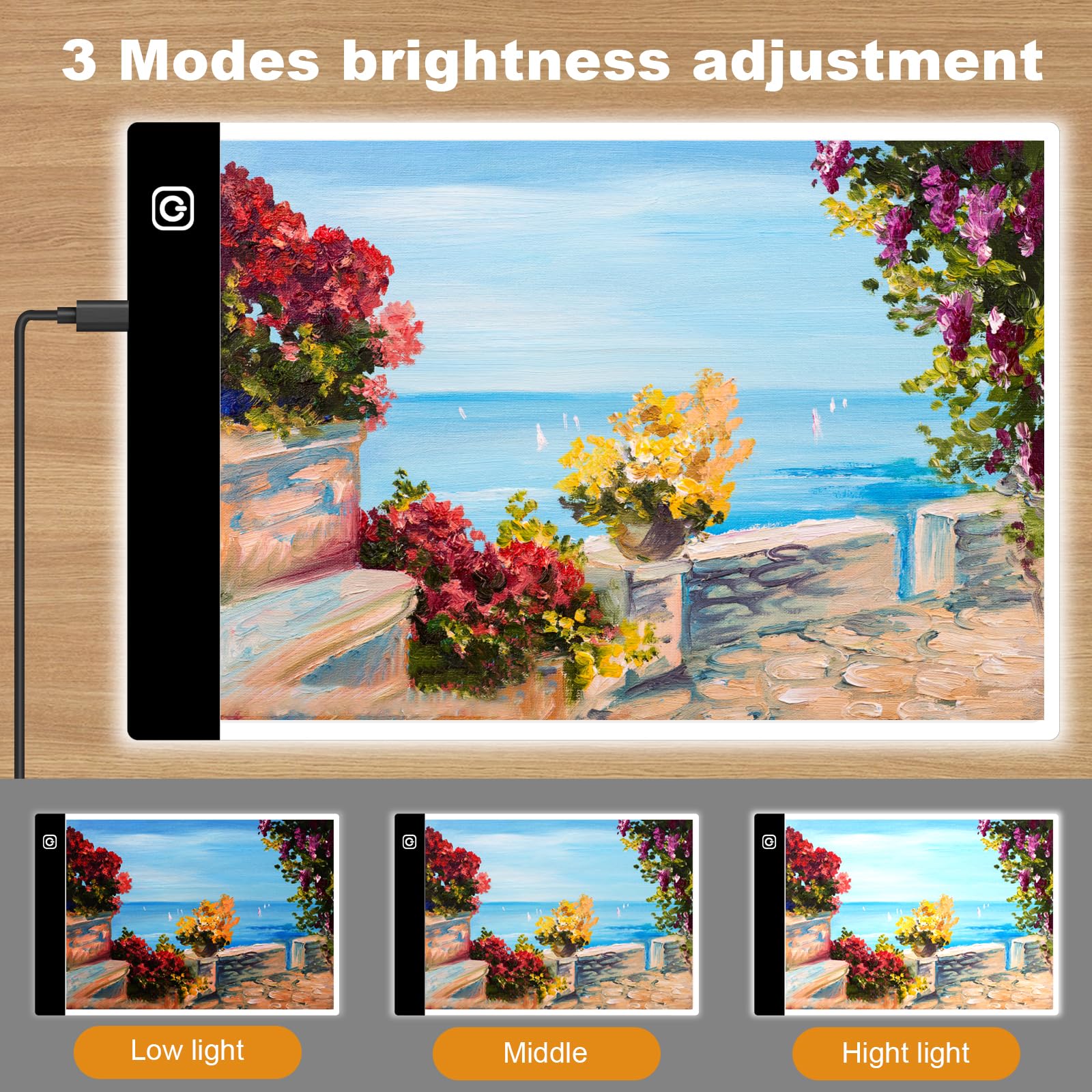 Joyan Mesa de Luz para Dibujo A4 Mesa de Luz para Calcar 3 Niveles de Brillo Mesa Luz Dibujo Calcar Dibujos Proyector Pantalla De Luz para Dibujar Pizarra Luz Led Diamond Painting Accesorios