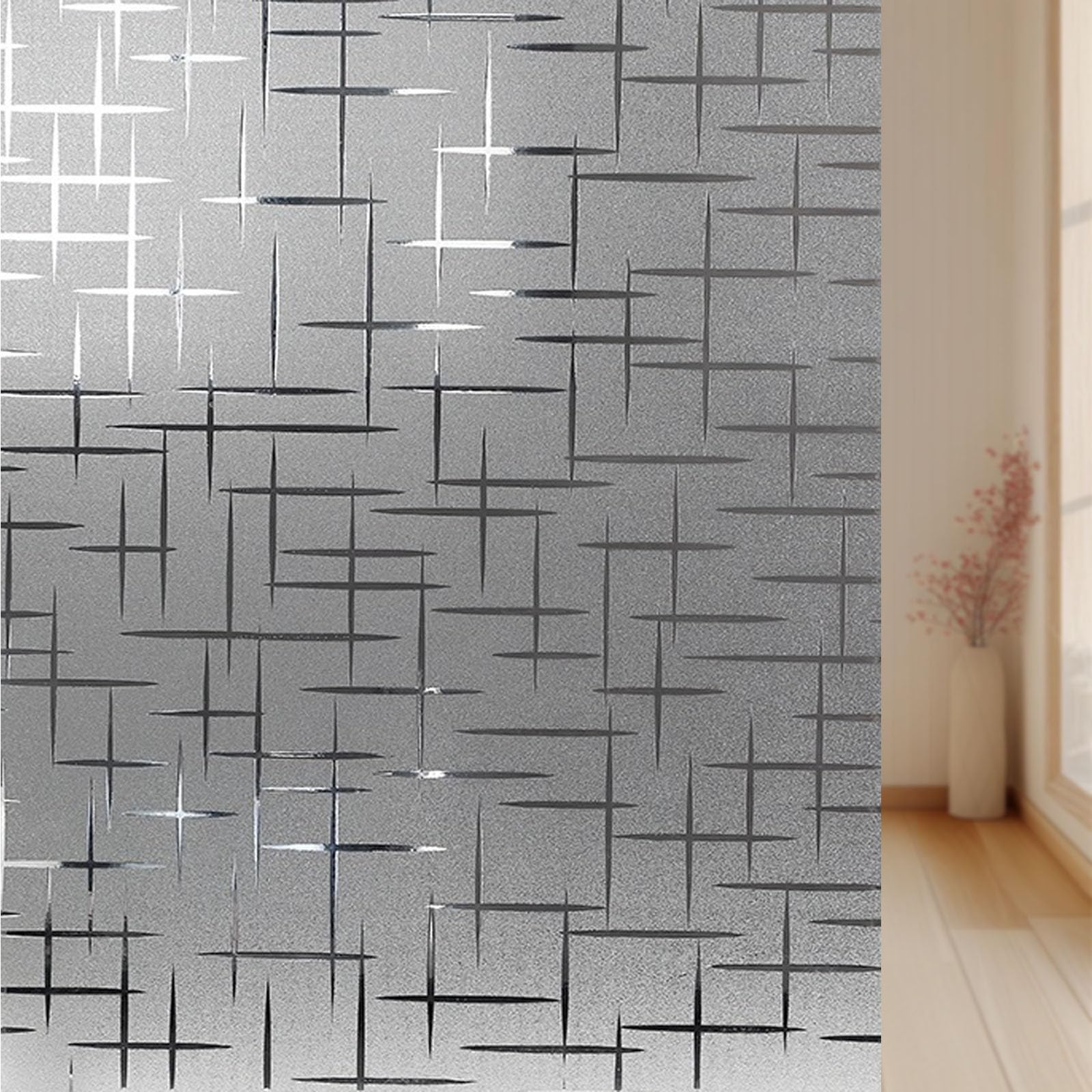 Fensterfolie Sichtschutzfolie 80 x 200 cm Sichtschutzfolie Fenster mit Anti-Uv - Milchglasfolie - Milchfolie Ohne Klebstoff Milchglasfolie für Badezimmer, Umkleide, Doji