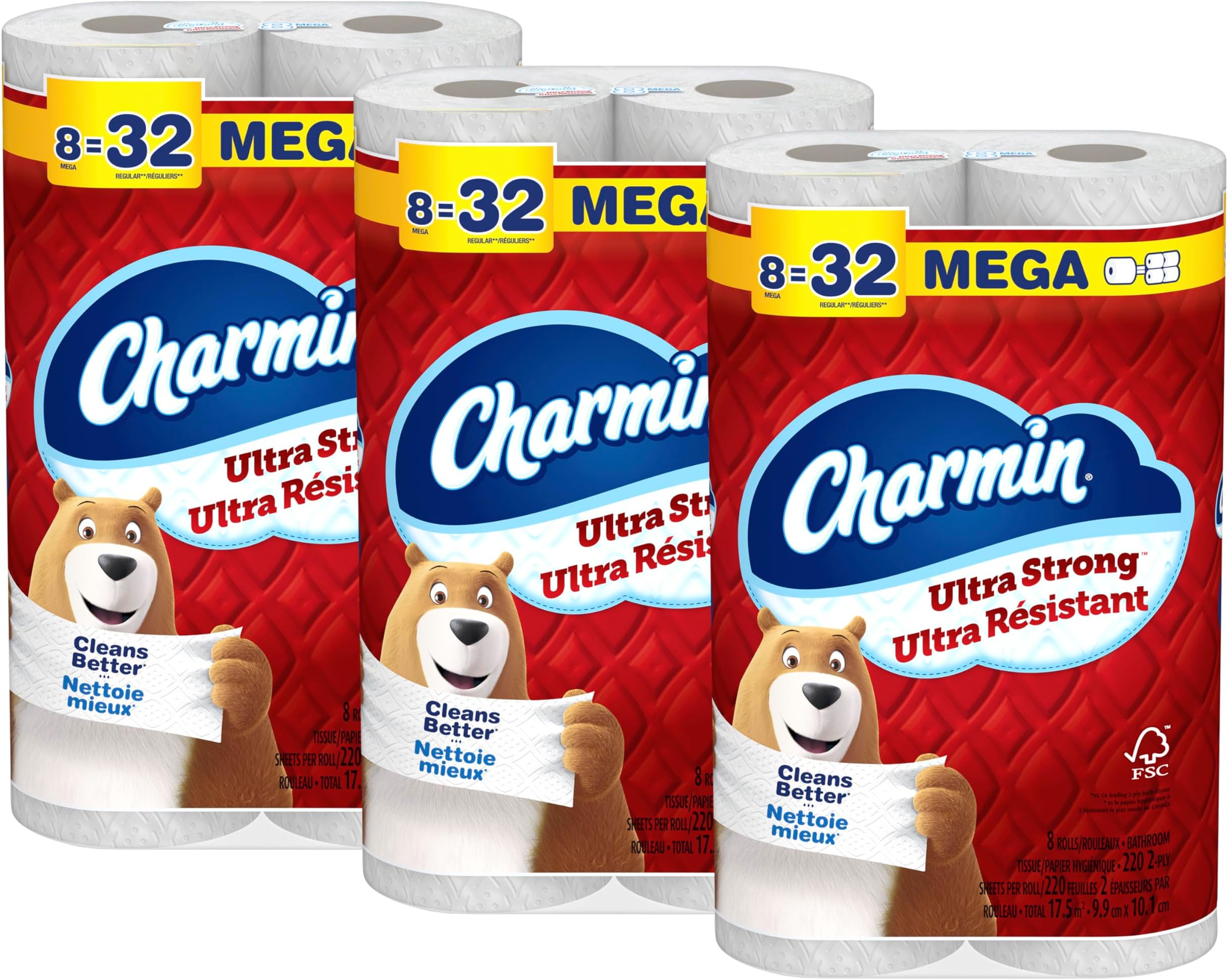 Charin Papier toilette ultra doux, 16 rouleaux triples (équivalent à