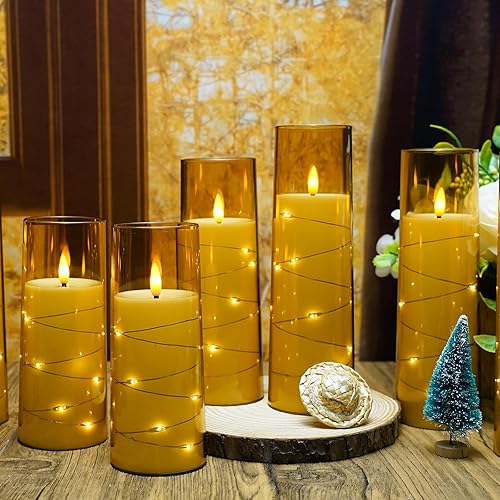 Miniatura 4 de kakoya Velas LED sin llama con temporizador, 9 velas parpadeantes sin llama para ambiente romántico y decoración del hogar, carcasa acrílica