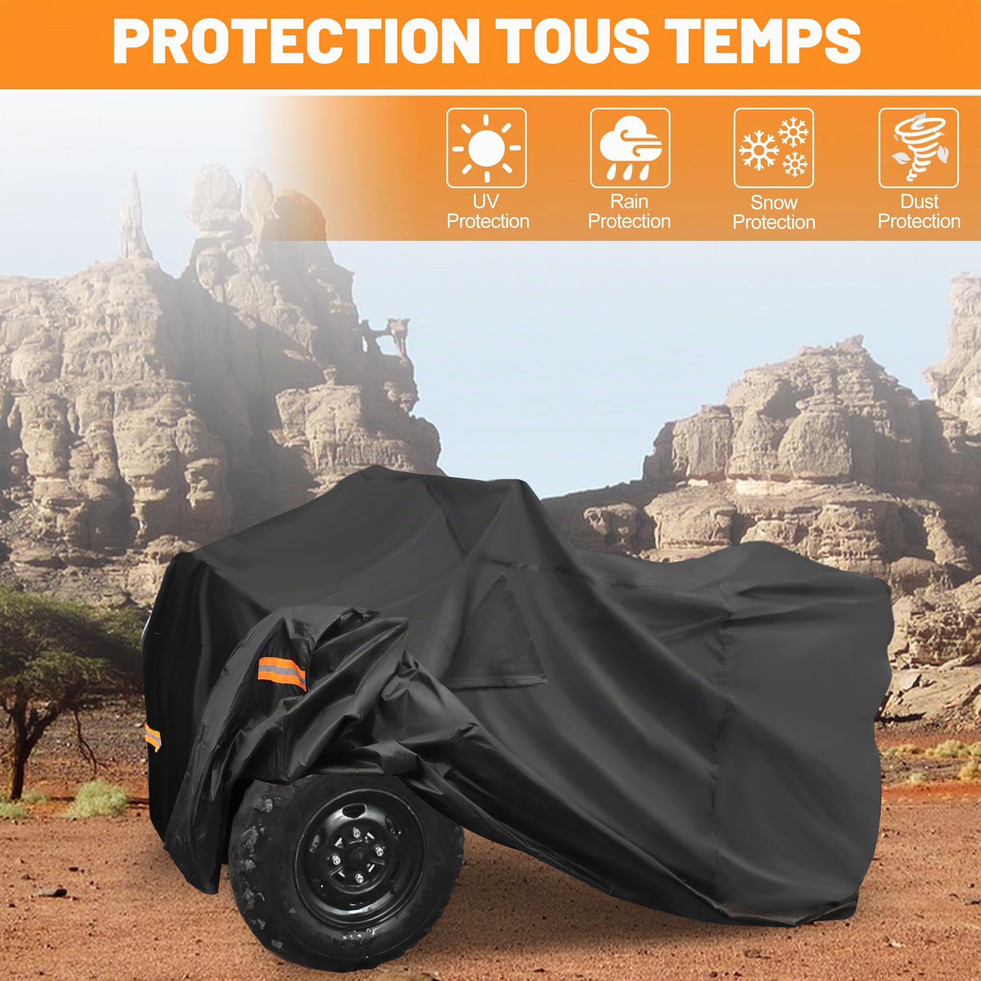 X AUTOHAUX Housse de Protection imperméable pour Quad Polaris Sportsman 450/570 4 Roues 210D-PU Noir 211 x 122 x 120 cm