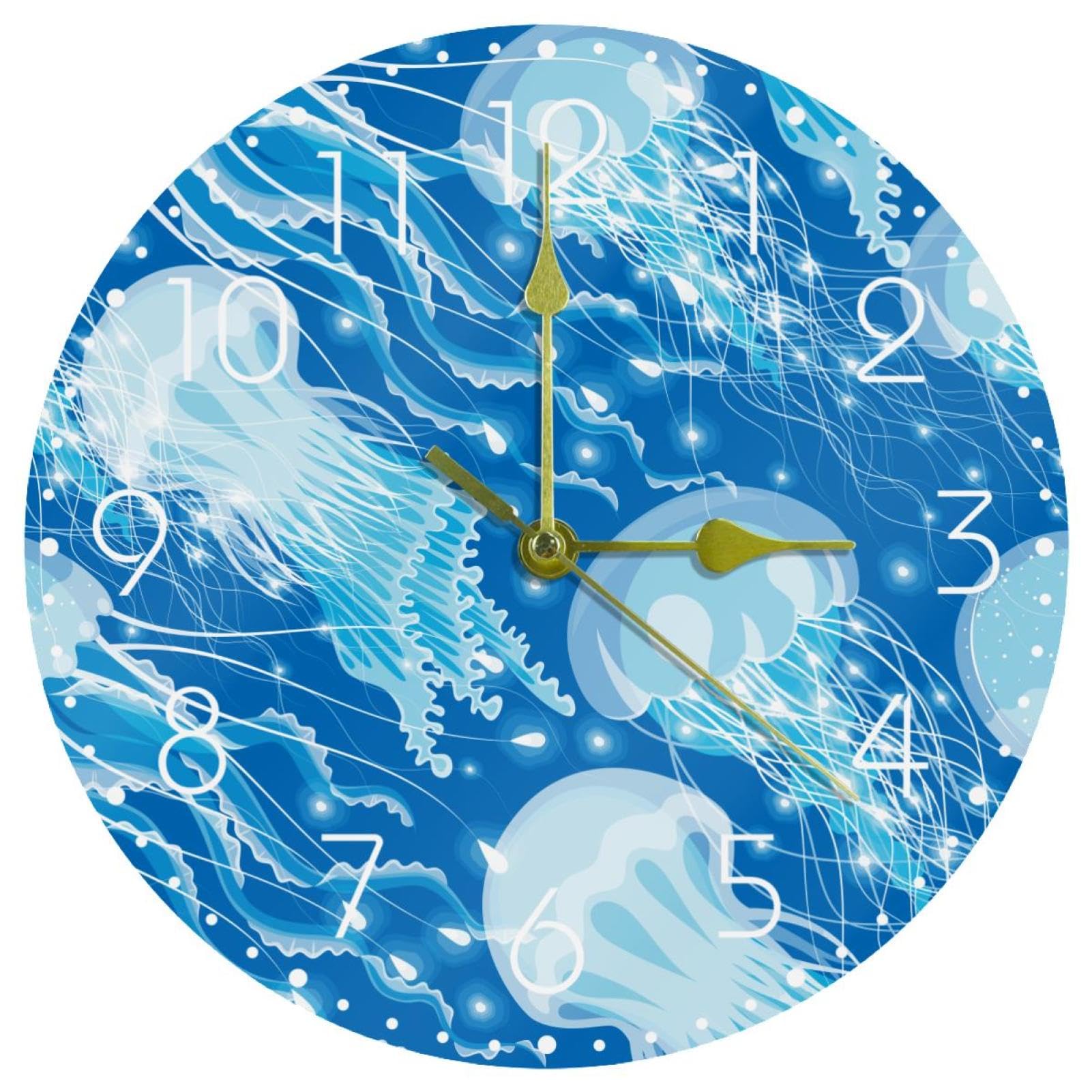 Horloge de salle de bain silencieuse Ocean Life en acrylique étanche de 25,4 cm