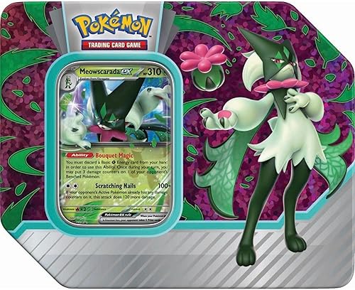 Pokemon TCG: Paldea Partners Meowscarada EX Lata - 5 paquetes, promociones