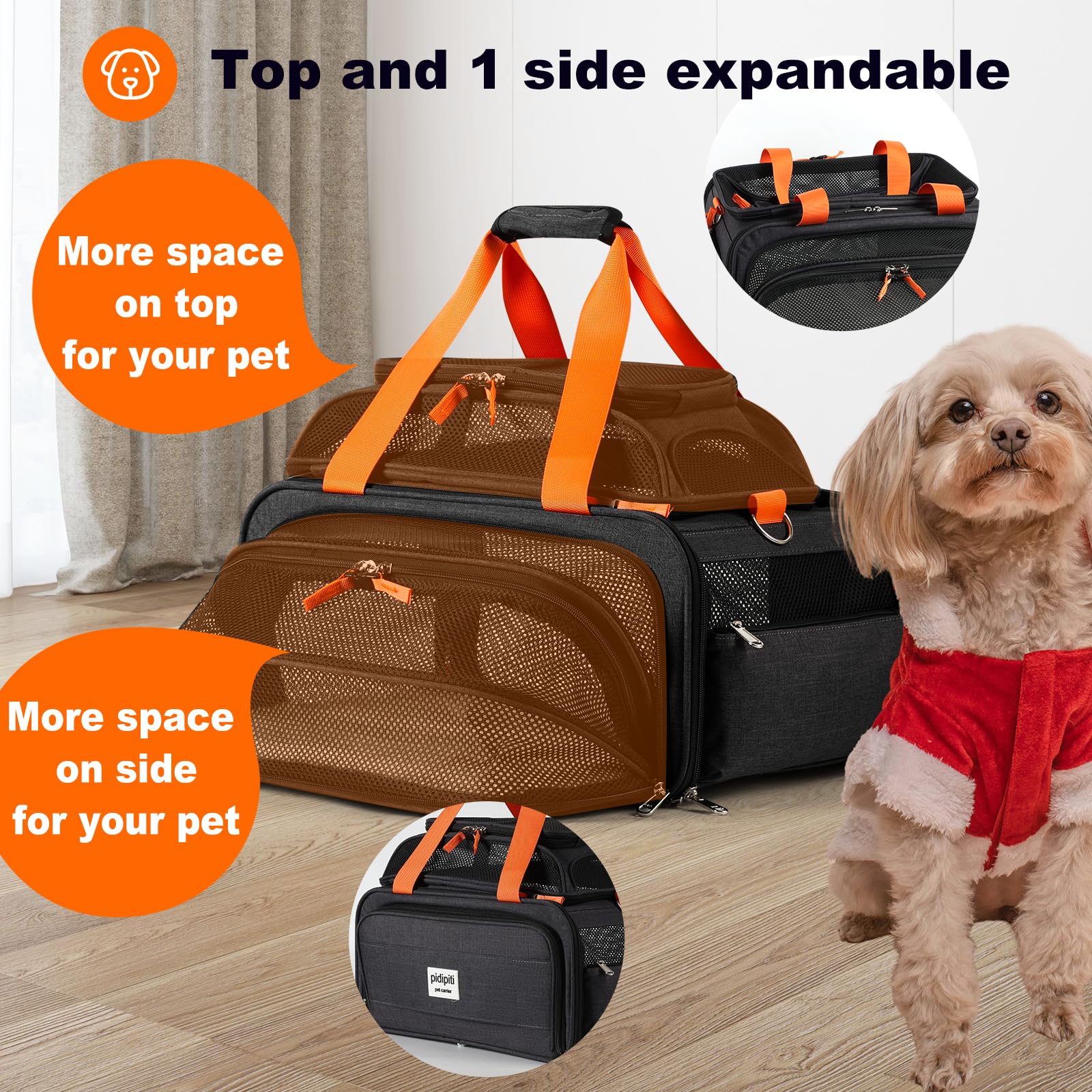 17x12.5x8.5 TSA Approved Expandable pet Carrier for Extra-Small Dog Under 6 lbs,Small-Medium cat Under 8 lbs,for jetblue and Other Airlines only Have 8.5'' Height Space underseat - image 4