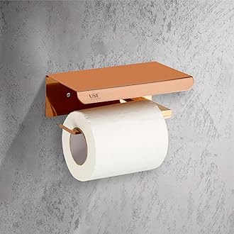 U-S-F BATH ACCESSORIES 4 Piece Toilet Paper Roll Holder for Bathroom, 304 Stainless Steel Toilet Paper Holder in Bathroom, Toilet Tissue Roll Holder for Bathroom Accessories(Rose Gold,Square)