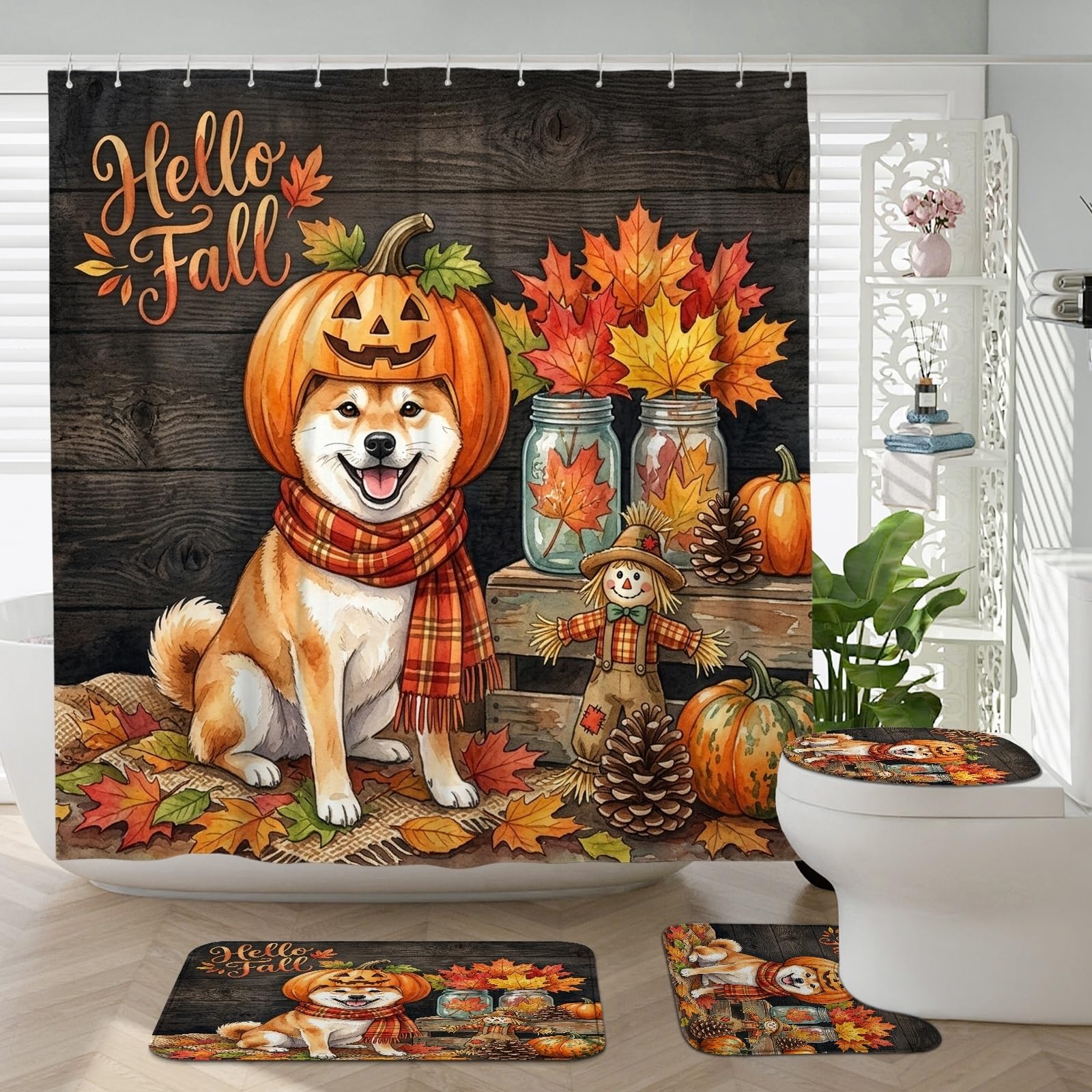 Tapis antidérapant et accessoires Shiba Inu pour sécuriser et décorer vos WC
