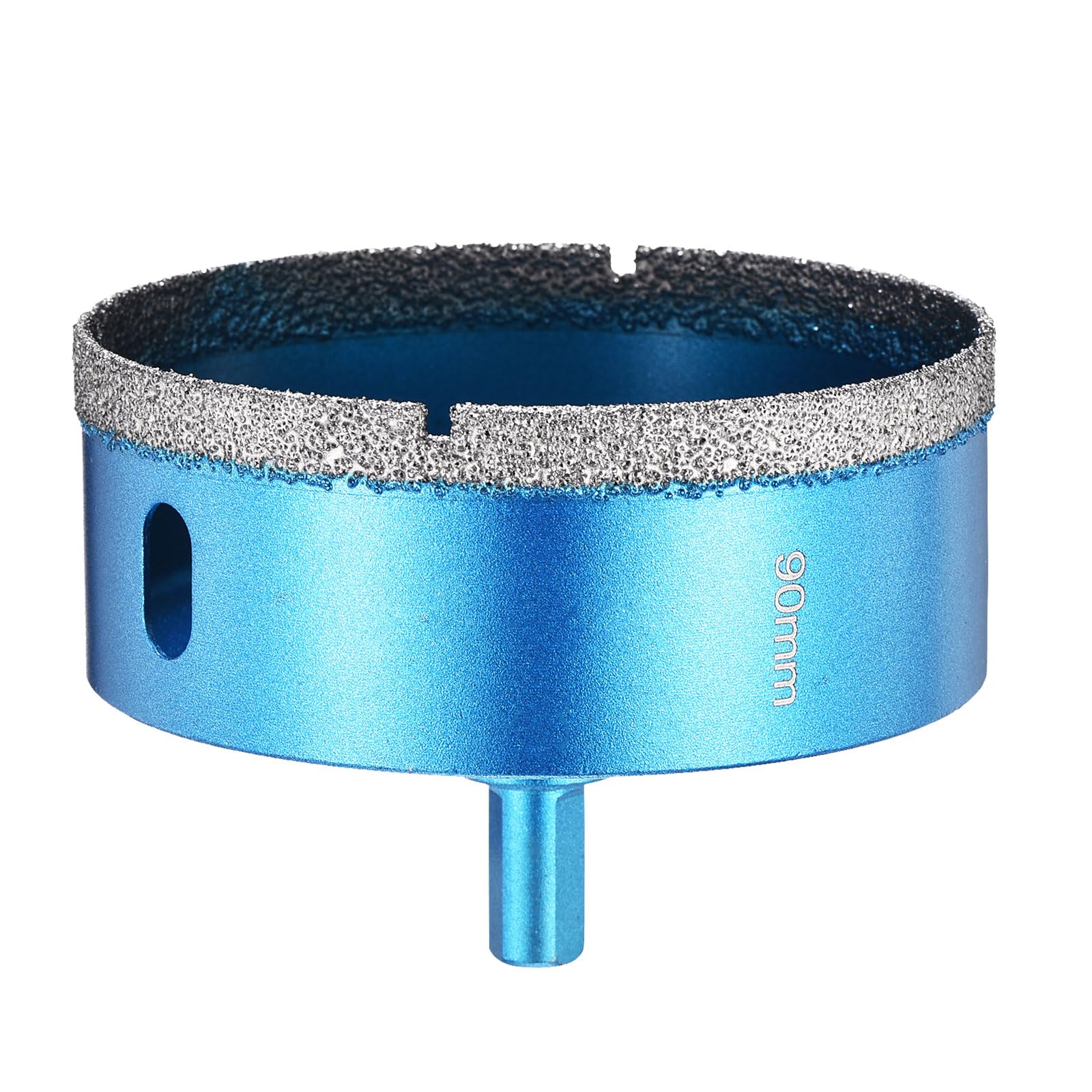 PATIKIL 3-9/16" Diamond Hole Saw 90mm Diamond Tip Hole Cutter 3-Flat Shank for Hand Drilling Ceramic Porcelain Marble Tiles Stone Brick Hard Material - Blue