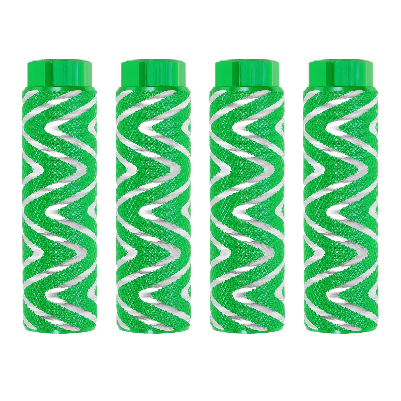 PATIKIL Aluminum Alloy S-Shape Bike Pegs Fit 3/8 inch Axles, 4 Pack Anti-Skid Lead Foot Bicycle Pegs Back Seat Stands for BMX Mountain Bike Cycling Rear Stunt Pegs, Green