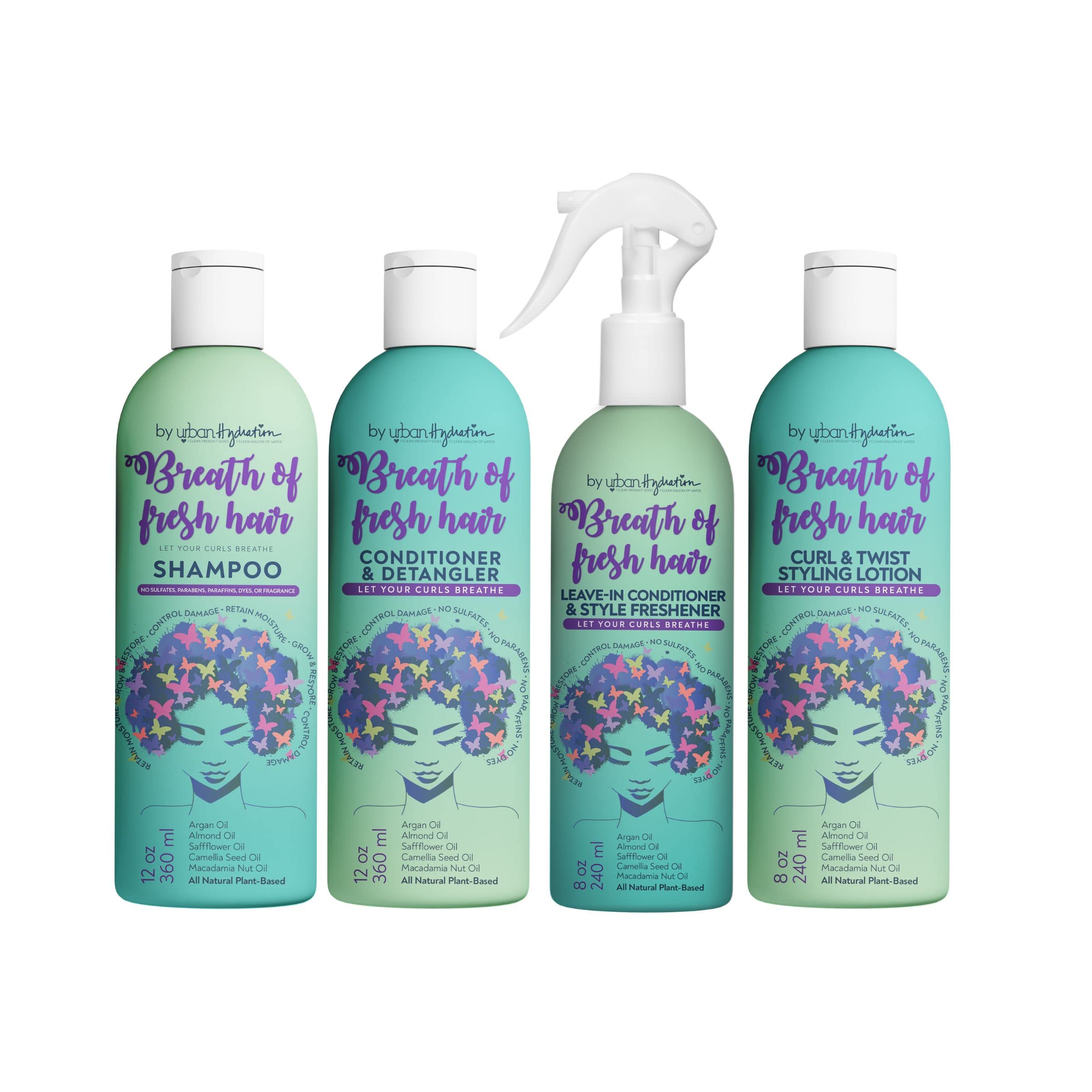 Urban Hydration Breath of Fresh 4 Piece Kit | Prevents Breakage, Tames Frizz, Softens Curly/Coily Hair