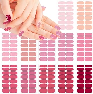 12 Sheets 168 Pieces Dark Pink Solid Color Nail Polish Strips, Self-Adhesive Nail Polish Stickers, Pink Nail Wraps, Nail Art Accessories