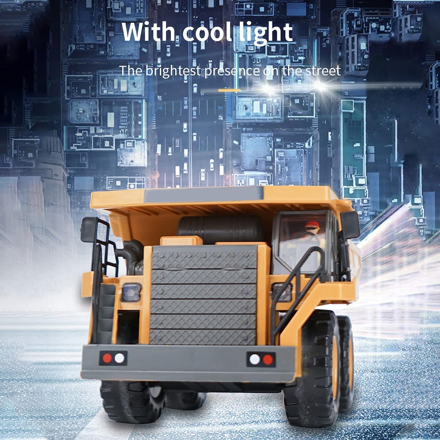 Black Foru RC Dump Truck, 1:24 Scale Remote Control Dump, 2.4GHz 9 Channel RC Construction Truck, Engineering Vehicles Educational Toys with Light and Music for Kids (RC Dump-9 Channel) 4