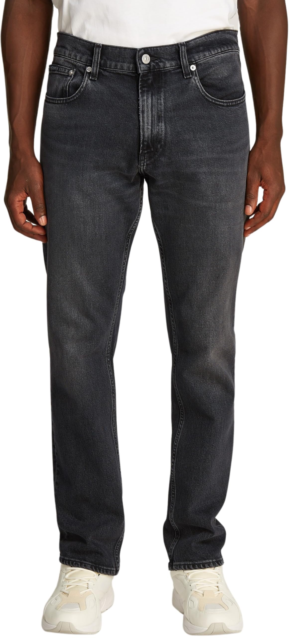 Calvin Klein Men’s Straight Slim Fit Jeans, Black (Denim Black), 32W/30L