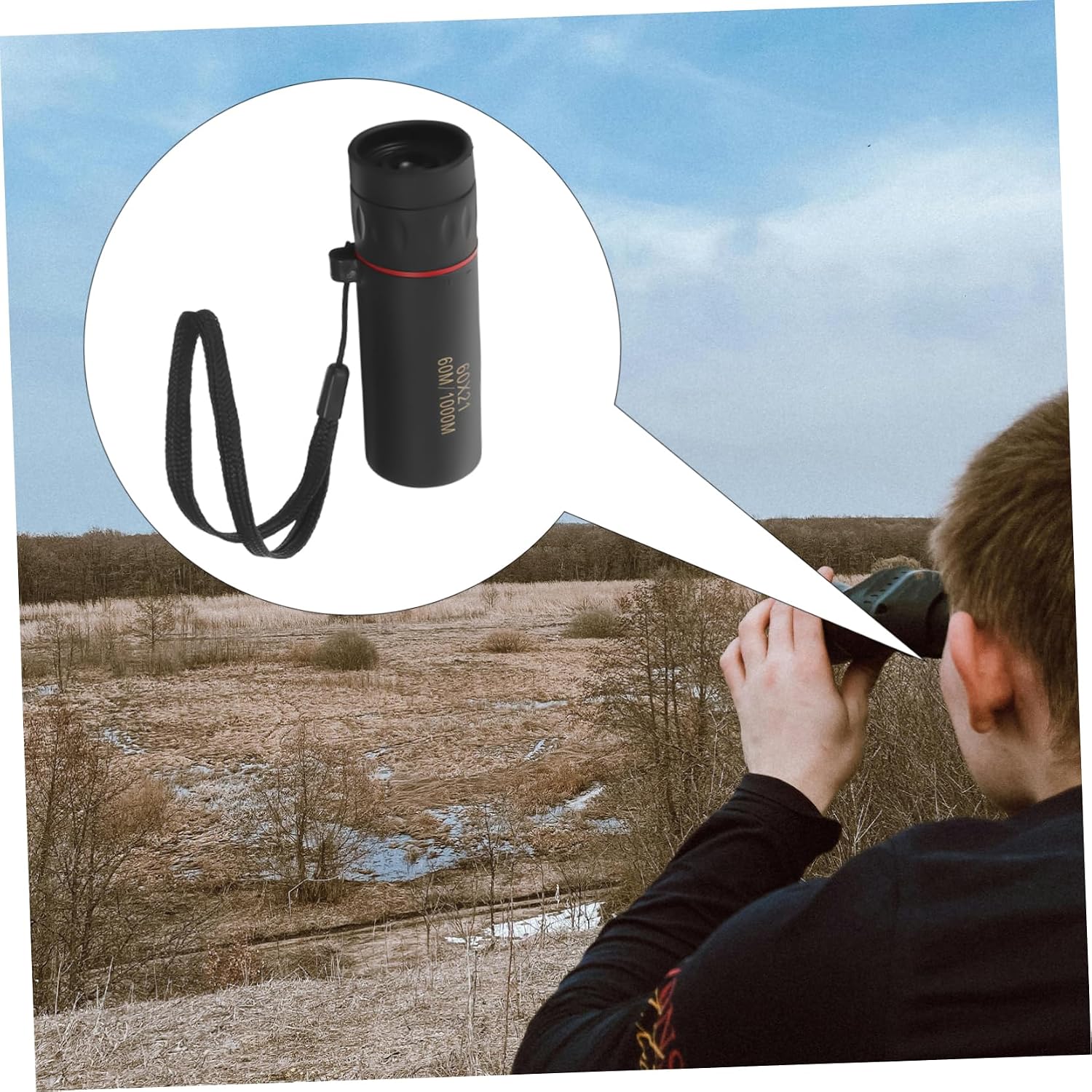 NUOBESTY 60x21 Mini Monocular Telescope for Bird Watching Fishing and Camping Portable Compact Handheld Scope Multi-Coated Lenses and Smartphone Adapter