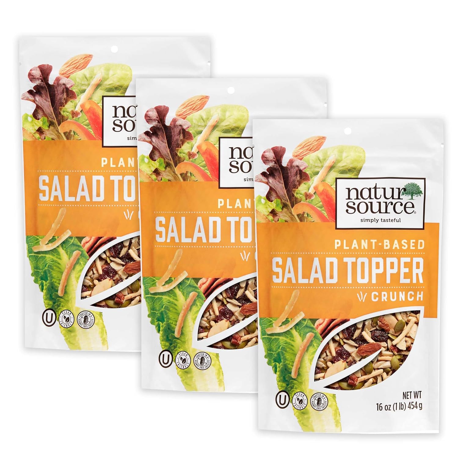 naturSource Salad Topper Crunch - Salad Toppings, Salad Mix, Salad Toppers Seeds and Cranberries, Crunchy, Mixed Seeds for Salad, Oatmeal or Yogurt, Natural, Gluten Free - 16 Oz (1 Lb) (Pack of 3)