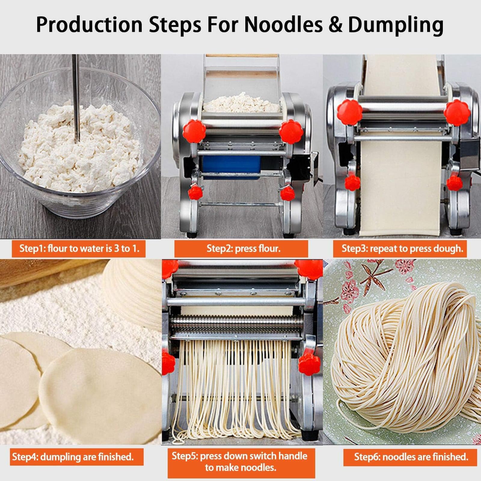 Macchina per Pasta Elettrica Commerciale,Rullo Pressa Pasta in Acciaio Inox,Macchina per Pasta Automatica da 550 W/750 W per Uso Domestico/Commerciale (Lama da 3 Mm/9 Mm) Doughwidth20cm