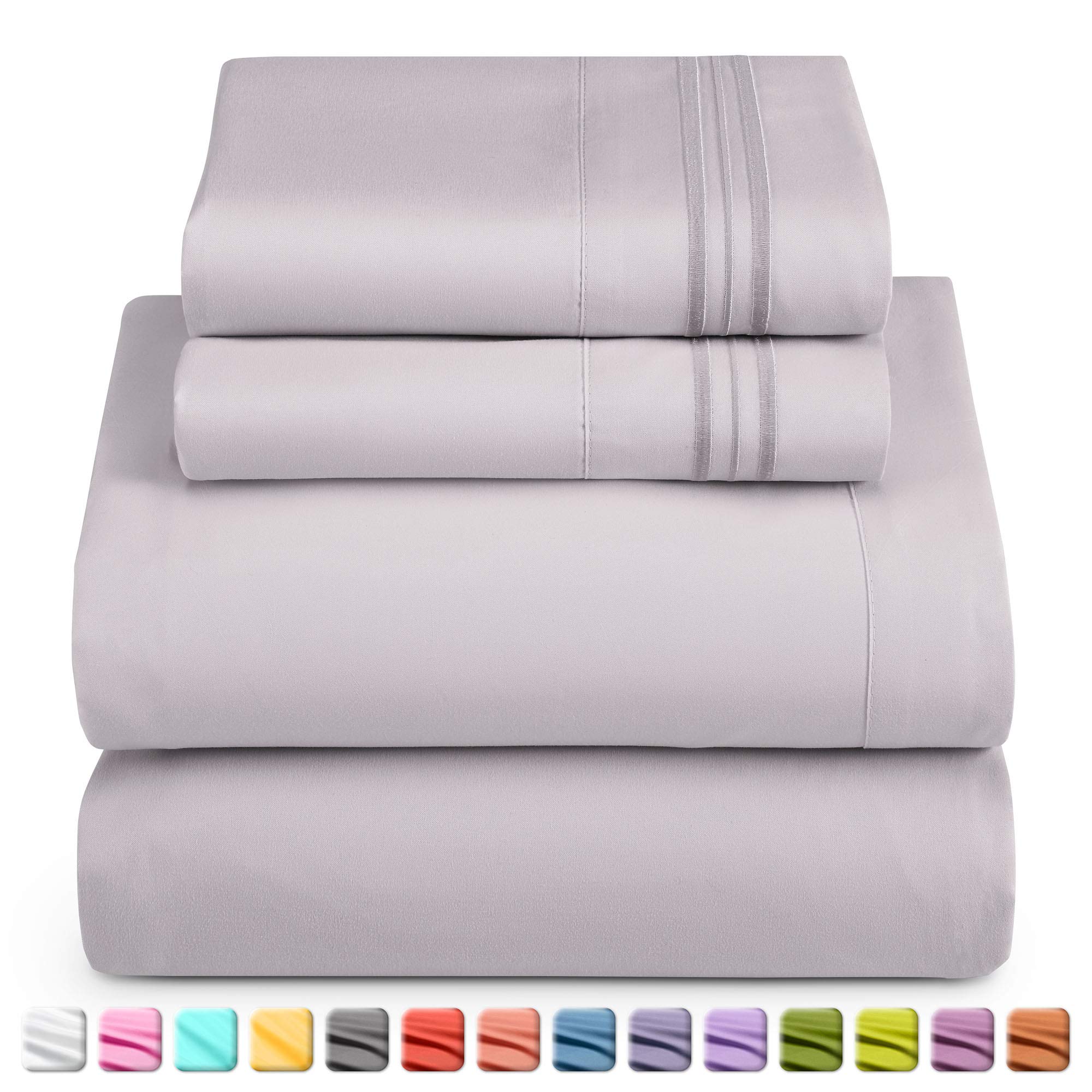 Nestl Split King Sheets Sets for Adjustable Bed - 5 Piece Split King Sheet Set, Double Brushed Split King Sheets, Hotel Luxury Grey Lavender Sheets, Extra Soft Bedding Sheets & Pillowcases