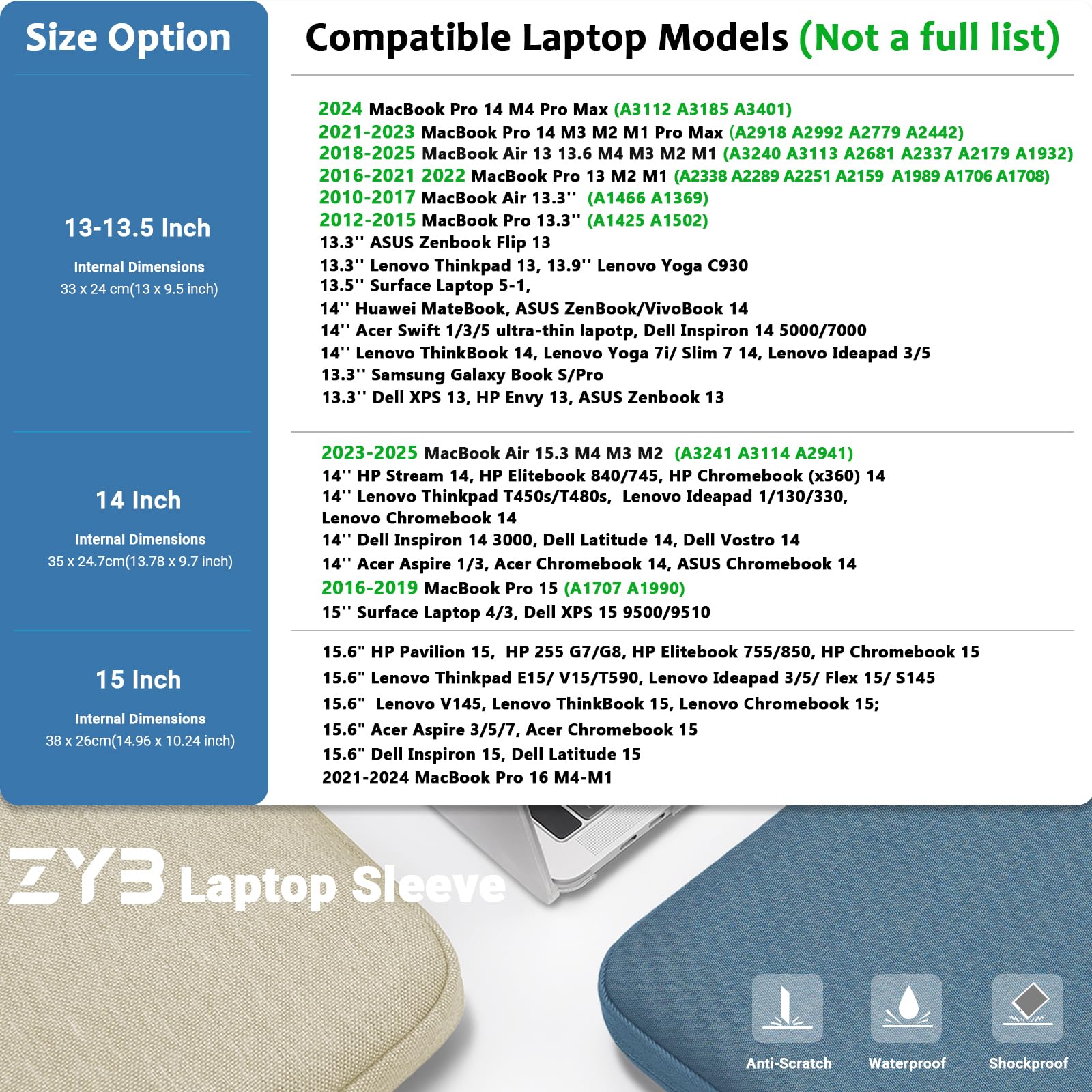 ZYB Custodia PC Portatile 13-13,3 Pollici,Custodia per MacBook Air 13.6 Pollici M4 M3 M2 2025 2024-2022,MacBook Air/Pro 13 M2 M1 2022 2020-2012,2021-2025 MacBook Pro 14 M4 M3 M2 M1 Borsa-Beige