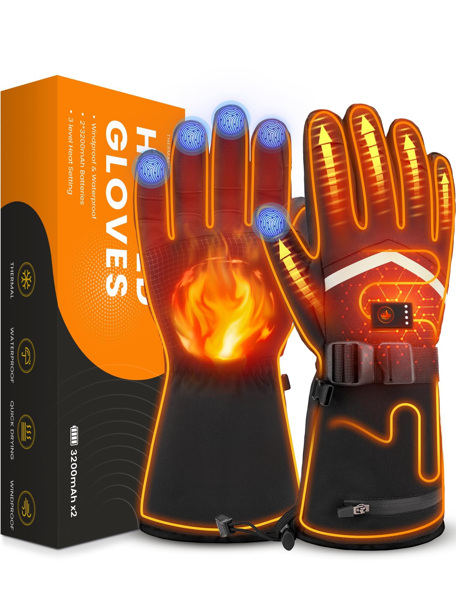 Guantes calefactables para hombre y mujer, guantes calefactables recargables con pantalla táctil, guantes de invierno para esquí, senderismo, camping, caza, pesca, ciclismo