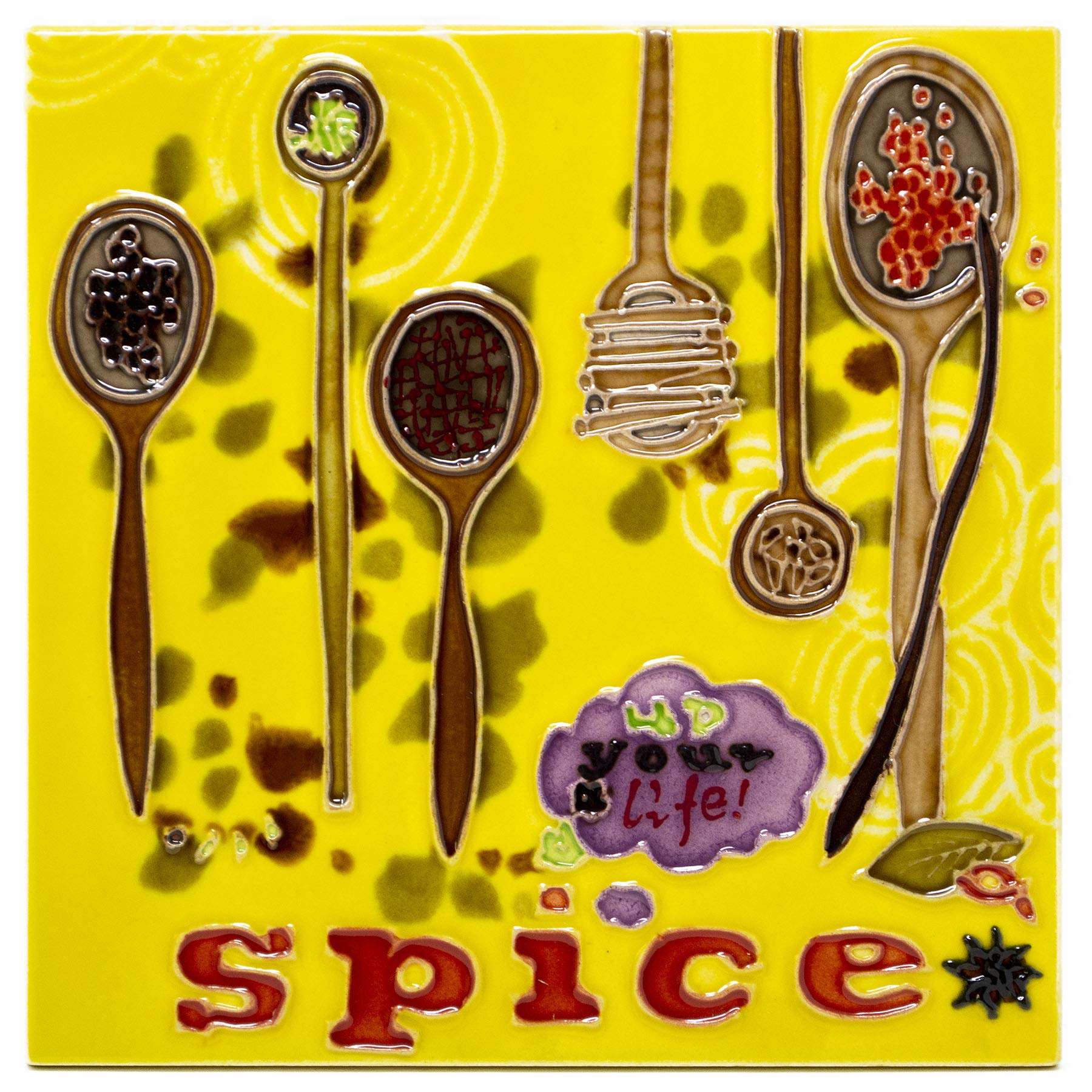 BenayaHand Crafted 8" Art Trivet Tile- Spice it Up