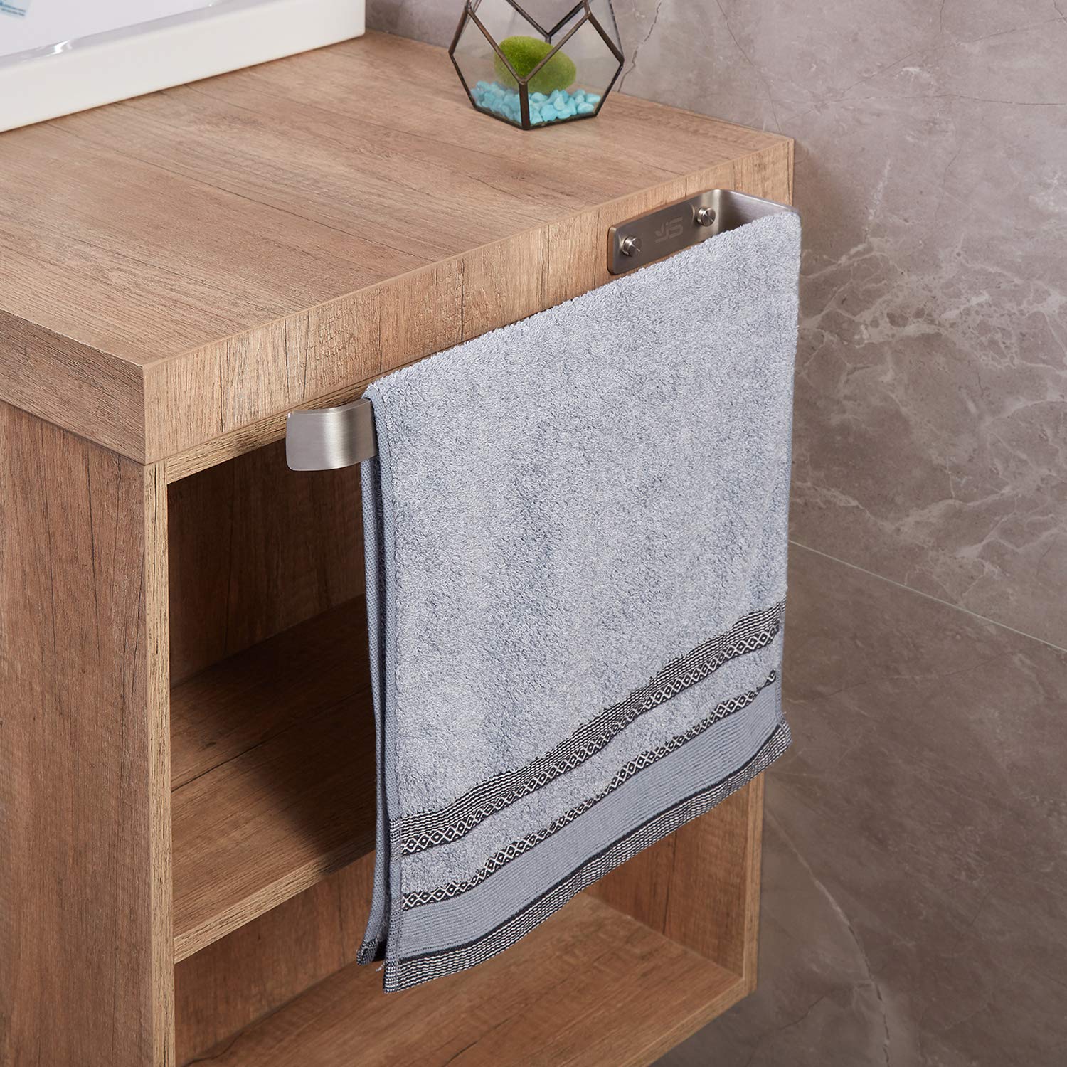 JS Toallero Autoadhesivo para baño, Soporte de Toalla de Mano, montado en la Pared, Rollo de Papel de Cocina, Soporte de Toalla de té, Soporte de Acero Inoxidable, 38 cm, fácil instalación